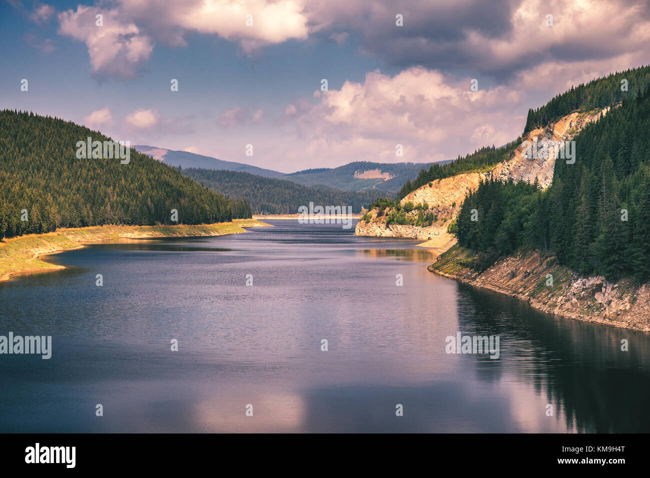 Oasa Lake from Sureanu mountains, Alba county, Transalpina, Transylvania, Romania Stock Photo