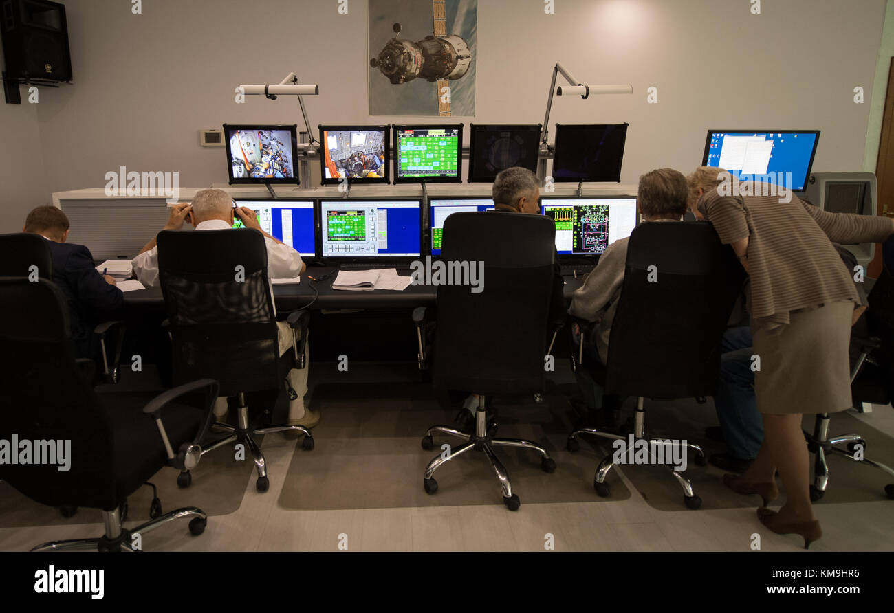 Mission control room computers monitor NASA International Space Station