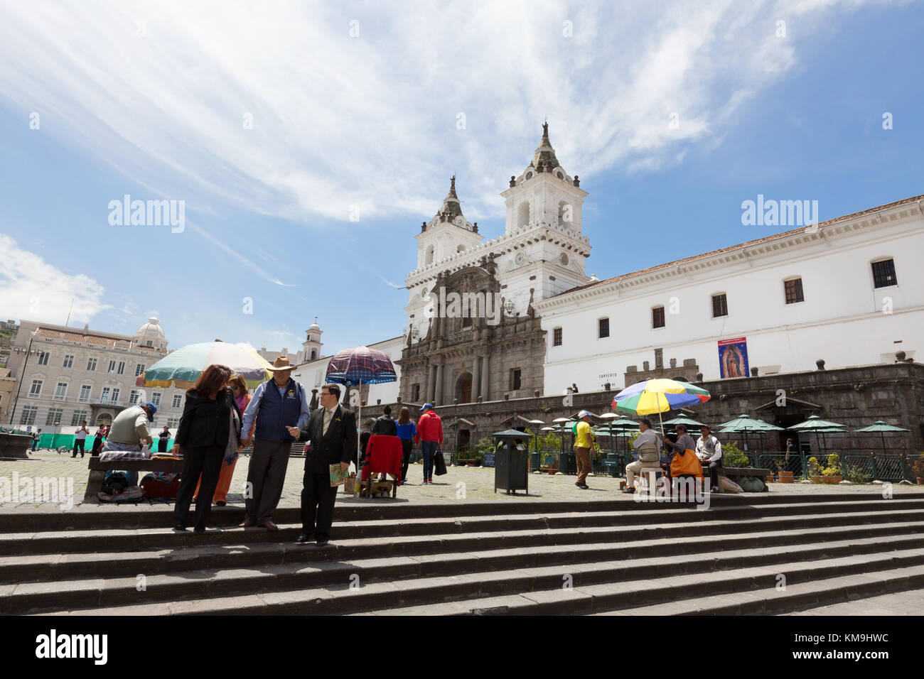 Quito Old Town; the Church and Convent of St. Francis, ( El San Francisco ), Plaza de San Francisco, Quito, Ecuador, South America Stock Photo
