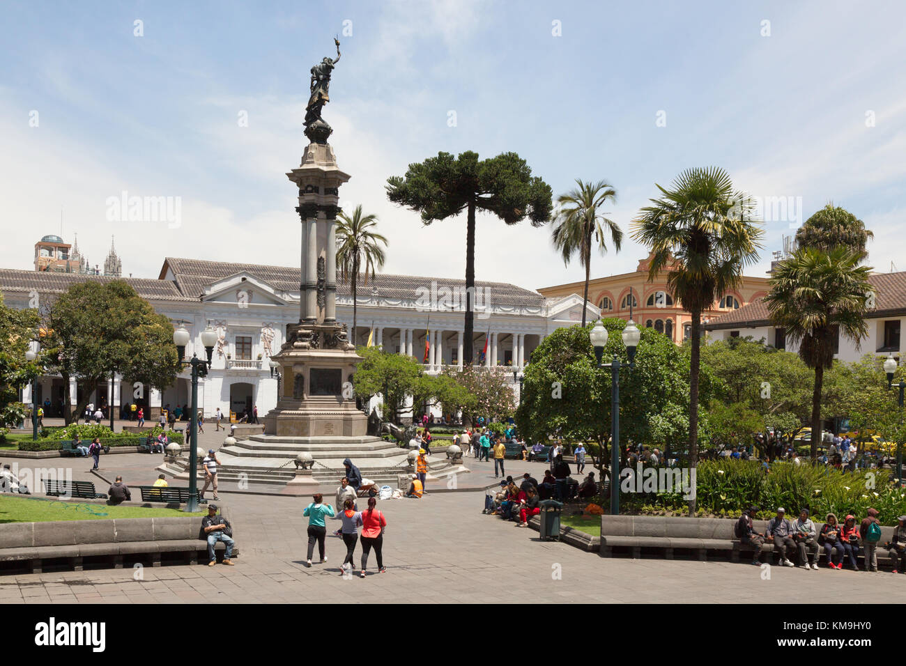 Quito Old Town, UNESCO World Heritage Site, Plaza Grande or Independence Square, Quito, Ecuador, South America Stock Photo