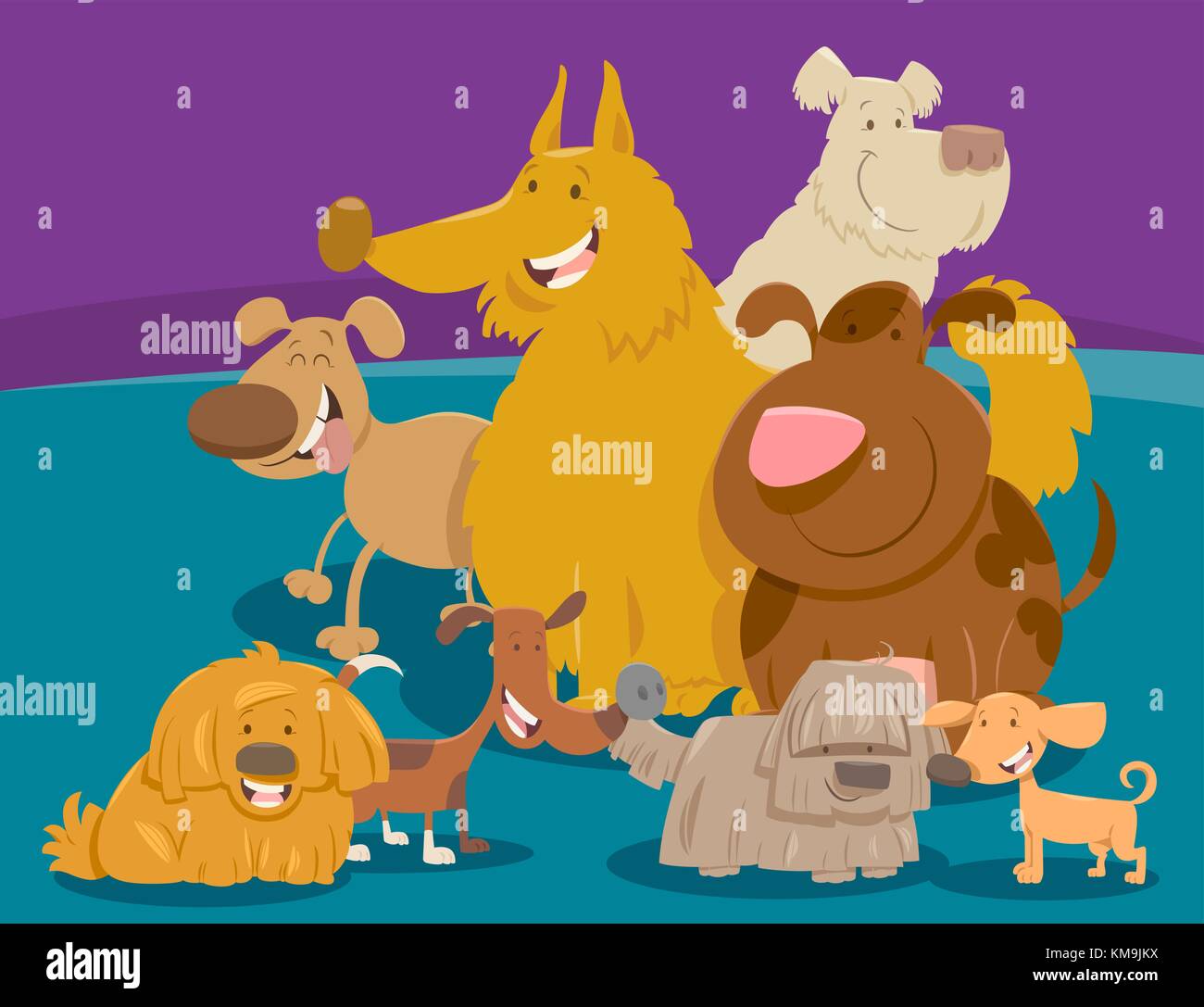 Cartoon Illustration of Funny Dogs Animal Characters Group Stock Vector