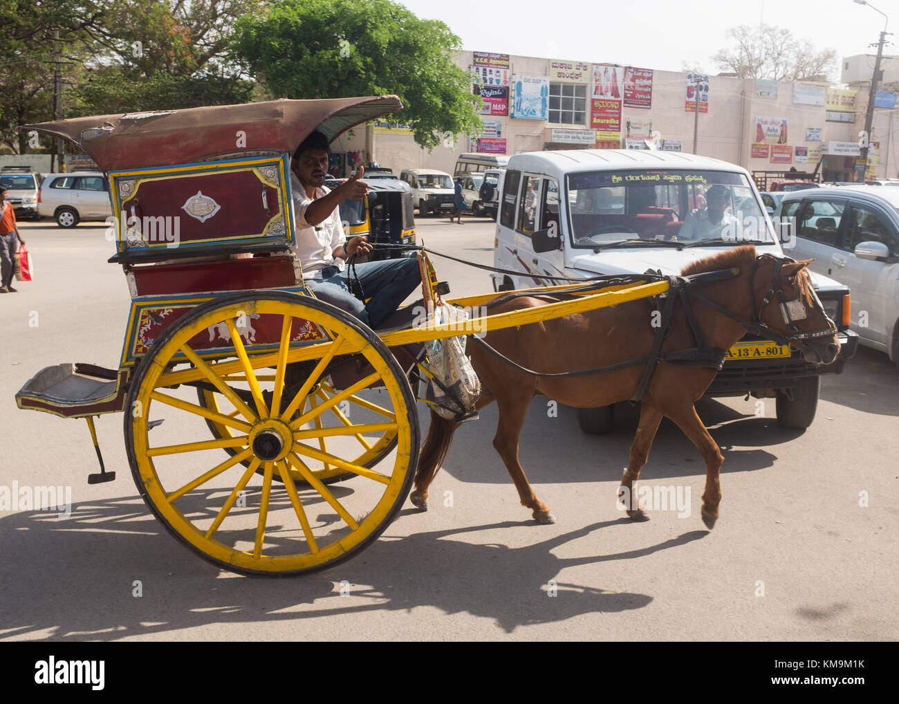 Horse drawn taxi, Mysore, India. Stock Photo