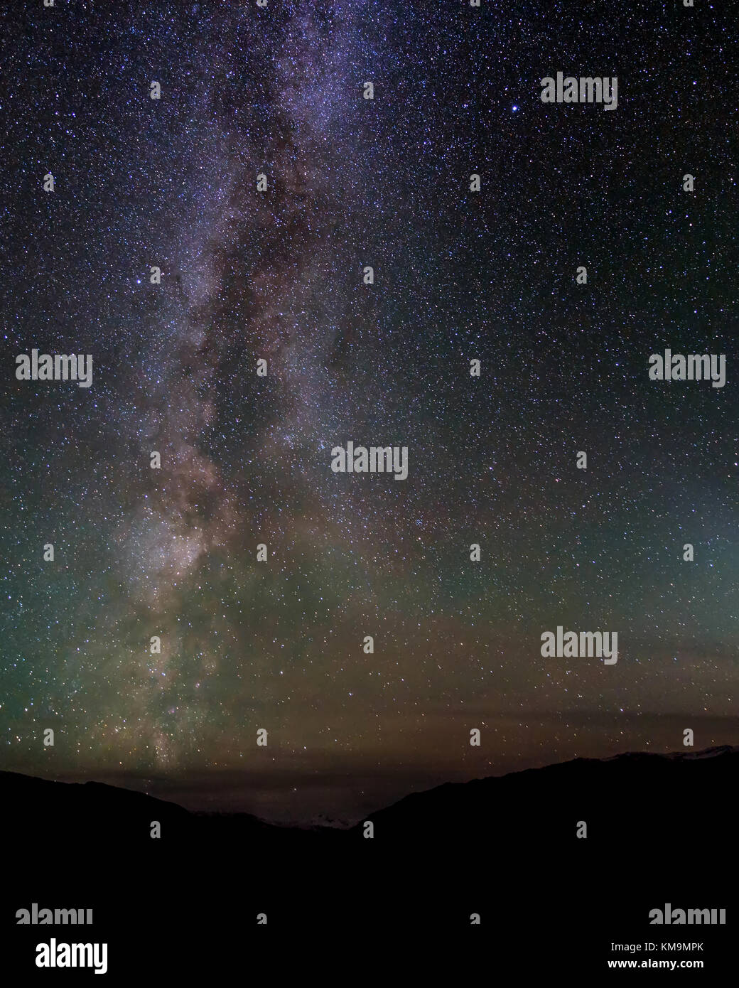 Beautiful panorama of the starry sky with the Milky Way galaxy and ...