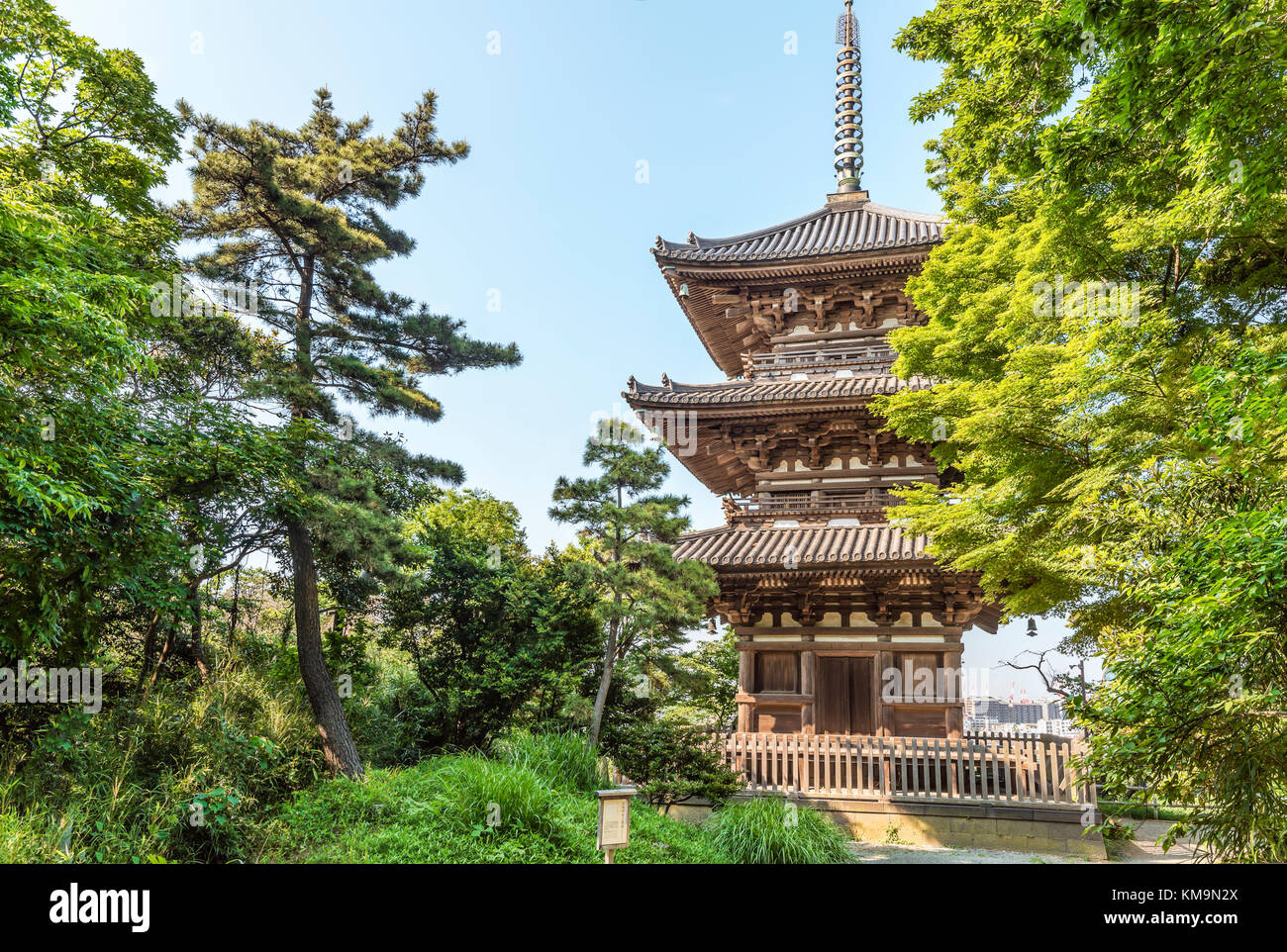 Three Story Pagoda Of Former Tomyoji Temple At Sankeien Garden Open Air Museum Yokohama Kanagawa Japan Stock Photo Alamy