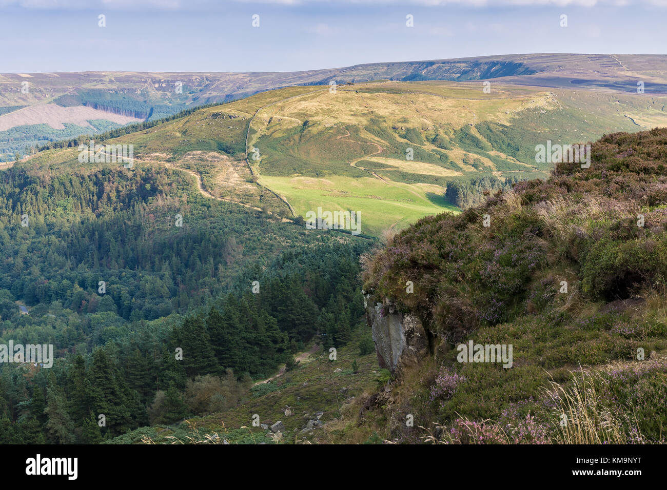 View across the North York Moors from Cleveland Way between Clay Bank and Wainstones, near Stokesley, North Yorkshire, UK Stock Photo
