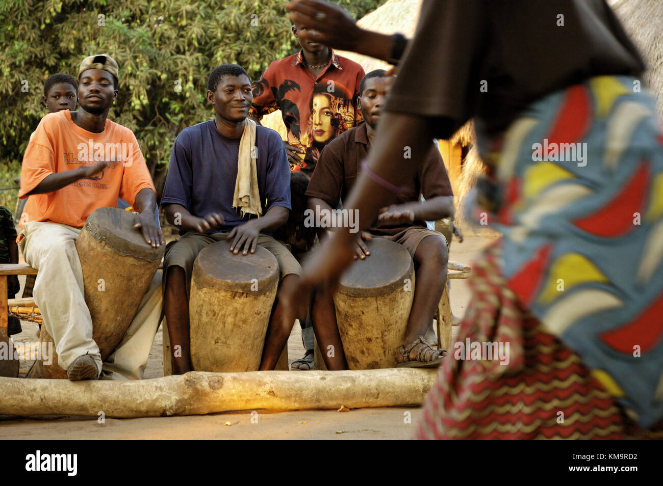 African drummers and dance in Kawaza village, Eastern Province, Zambia Stock Photo