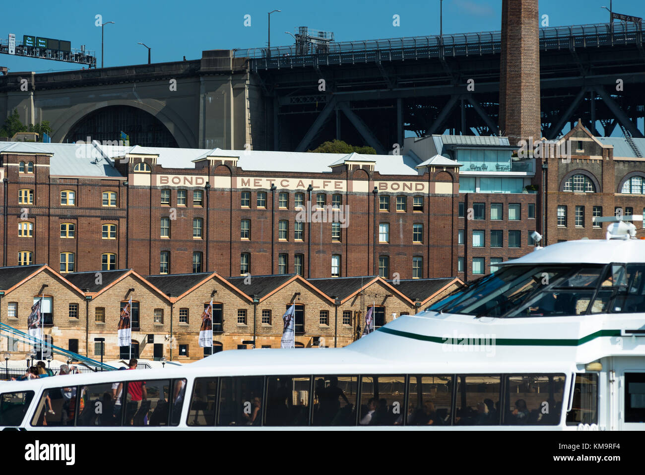 Old warehouses at Campbell's Cove Jetty in Sydney, Australia. Stock Photo