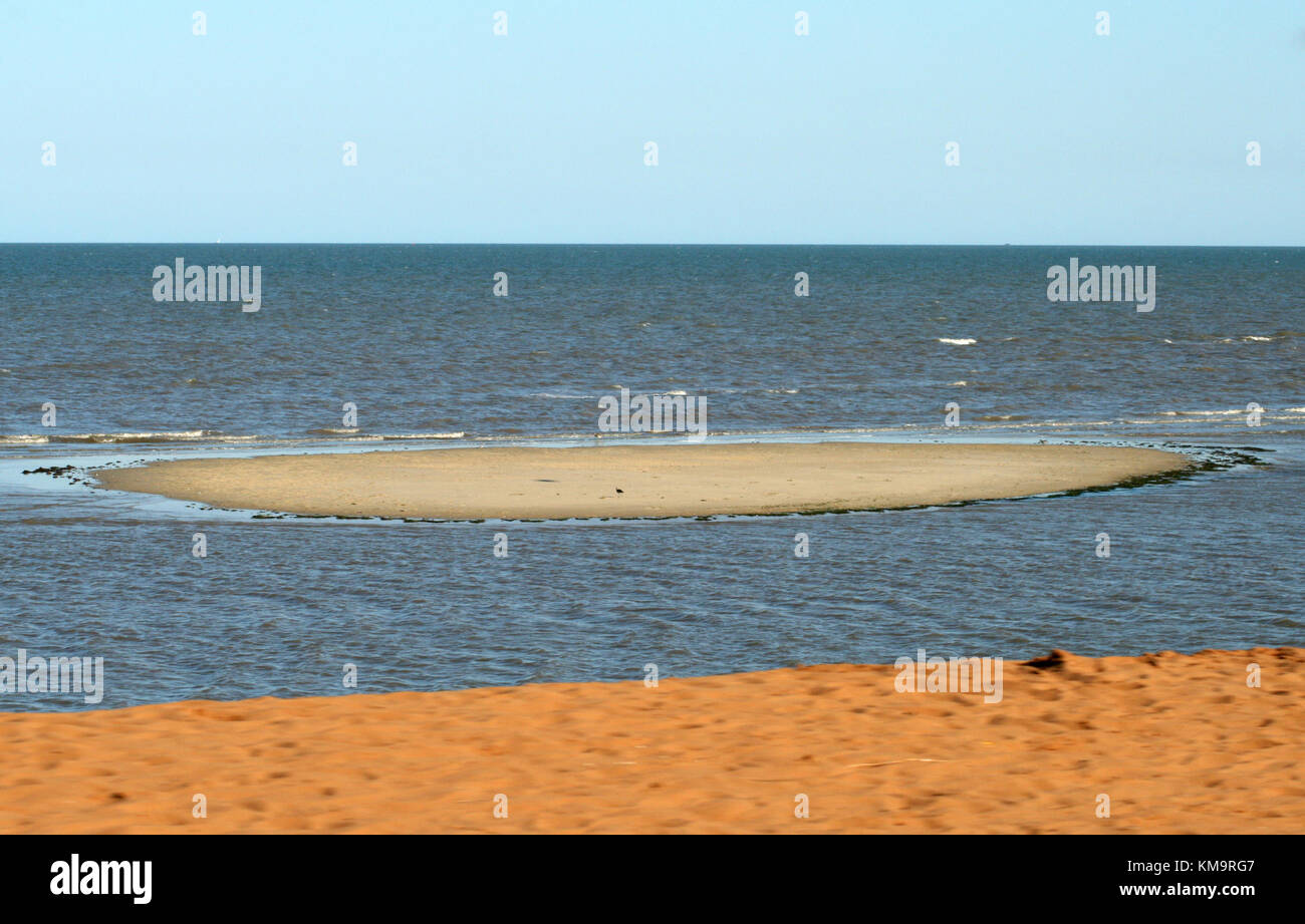 Maputo, Mozambique, the ocean with a small sand island Stock Photo