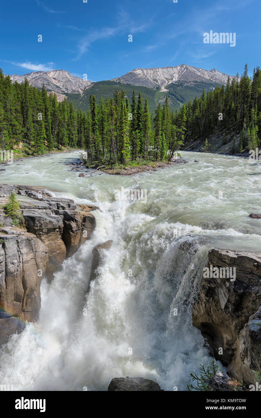 Sunwapta Falls in Jasper National Park. Stock Photo