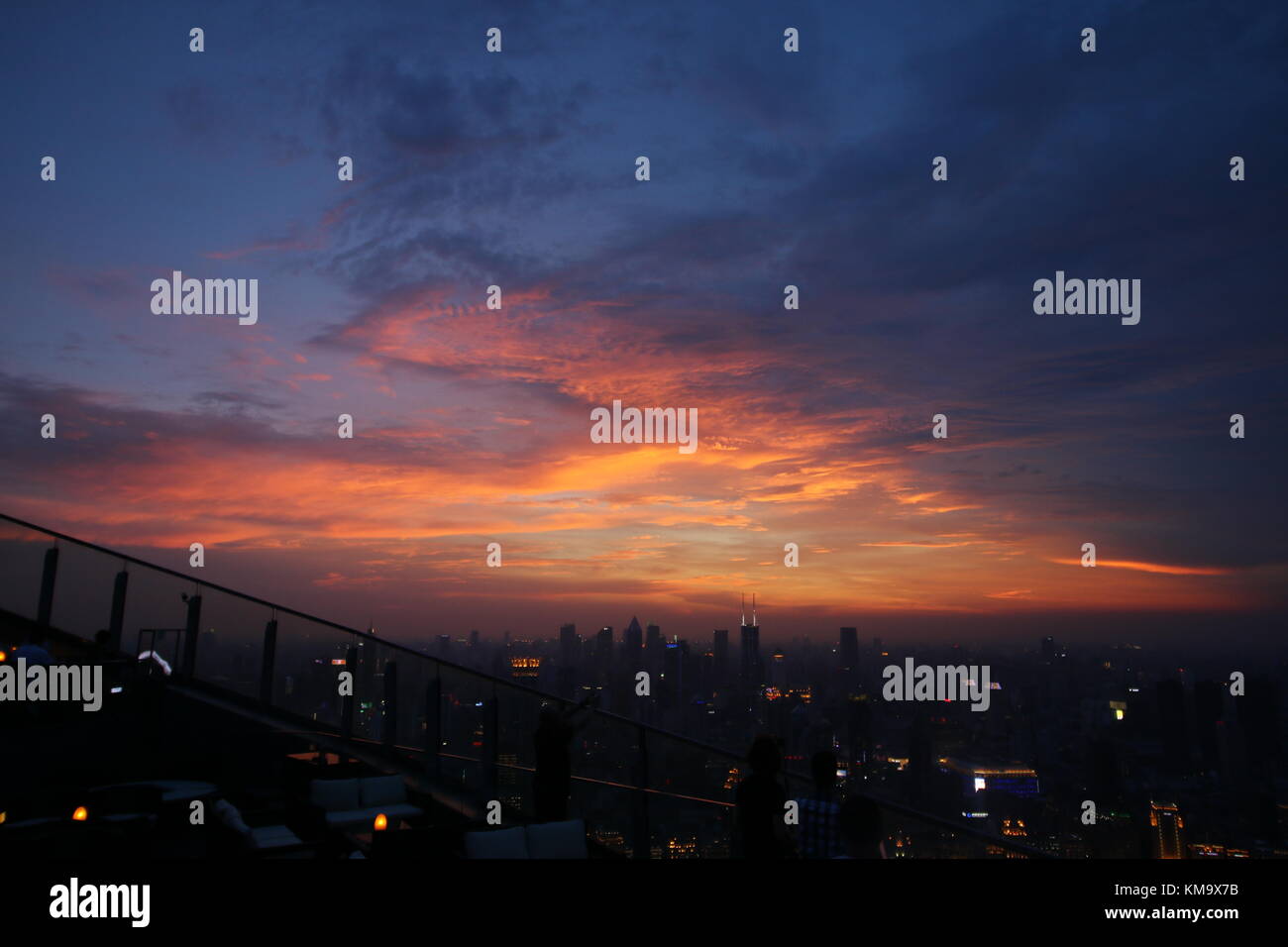 Shanghai is the biggest city from China, in this picture i captured the Bund, Huangpu River, Oriental Pearl Tower and the beautiful city lights Stock Photo