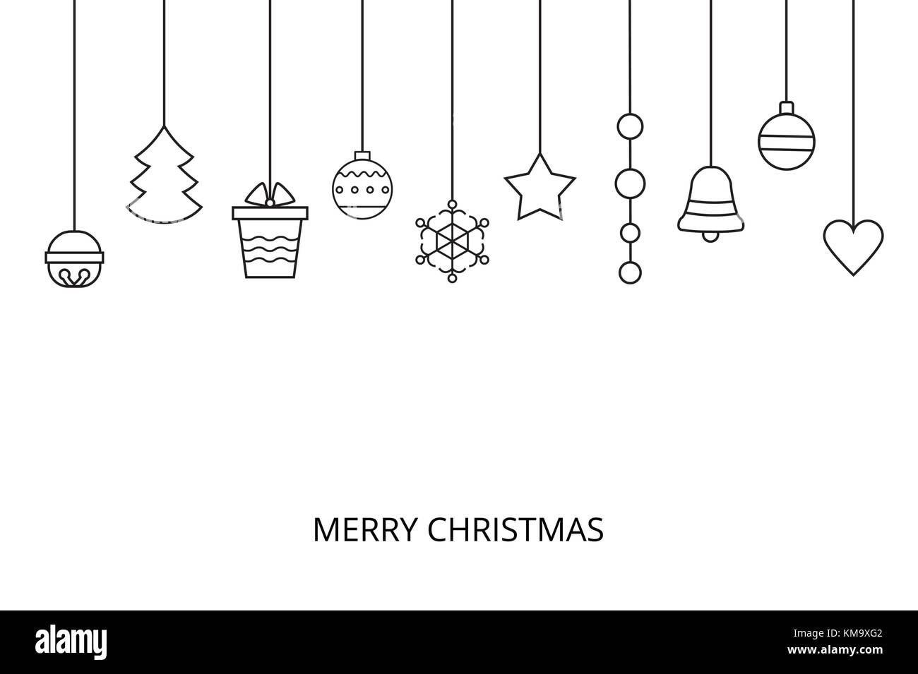 Line art christmas vector card on white background Stock Vector Image ...