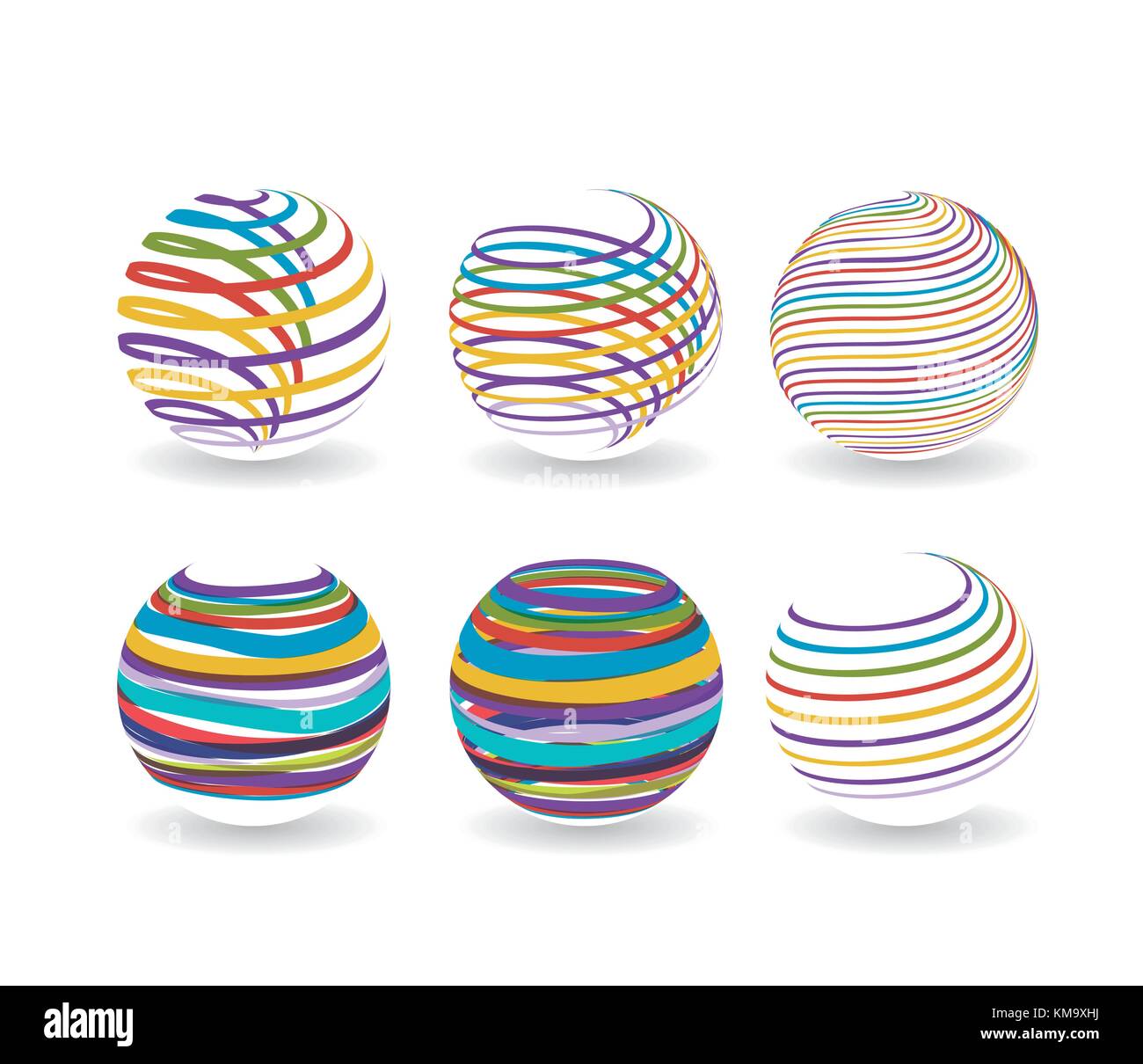 abstract logo globe icon set with colorful spiral Stock Vector Image ...