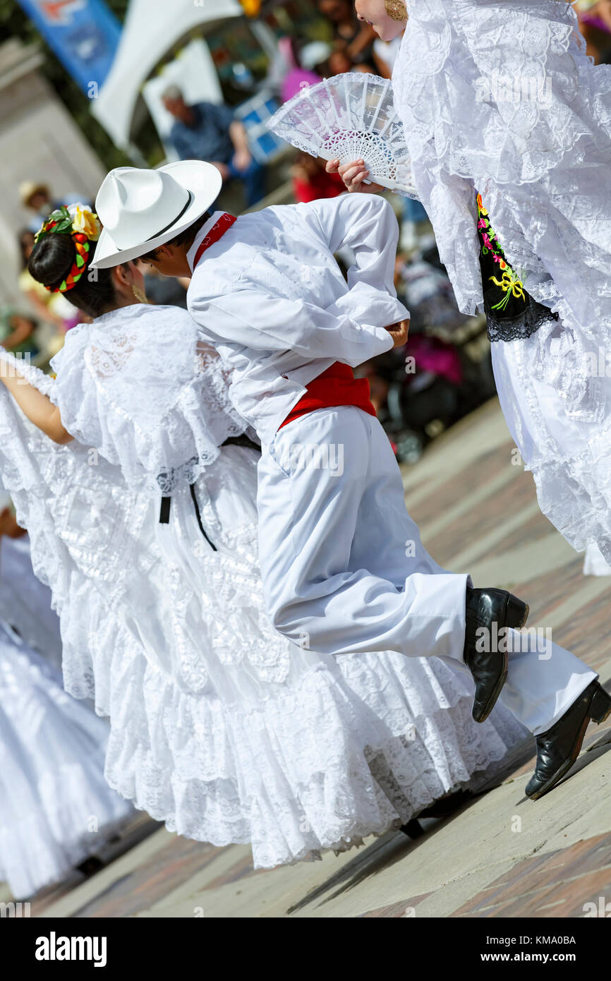 Mexican dancers, Cinco de Mayo Celebration, Civic Center Park, Denver, Colorado USA Stock Photo