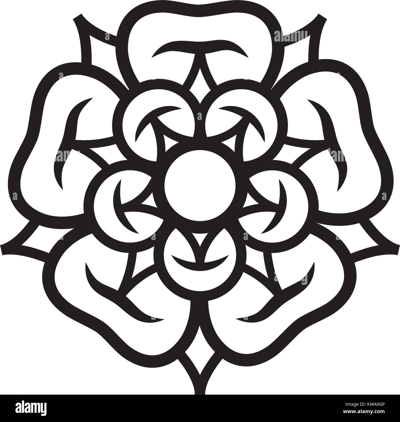 Rose (Queen of flowers). Flower from The Garden of Eden; Paradise flower. The symbol of love and passion, beauty and perfection; also heraldic emblem. Stock Vector