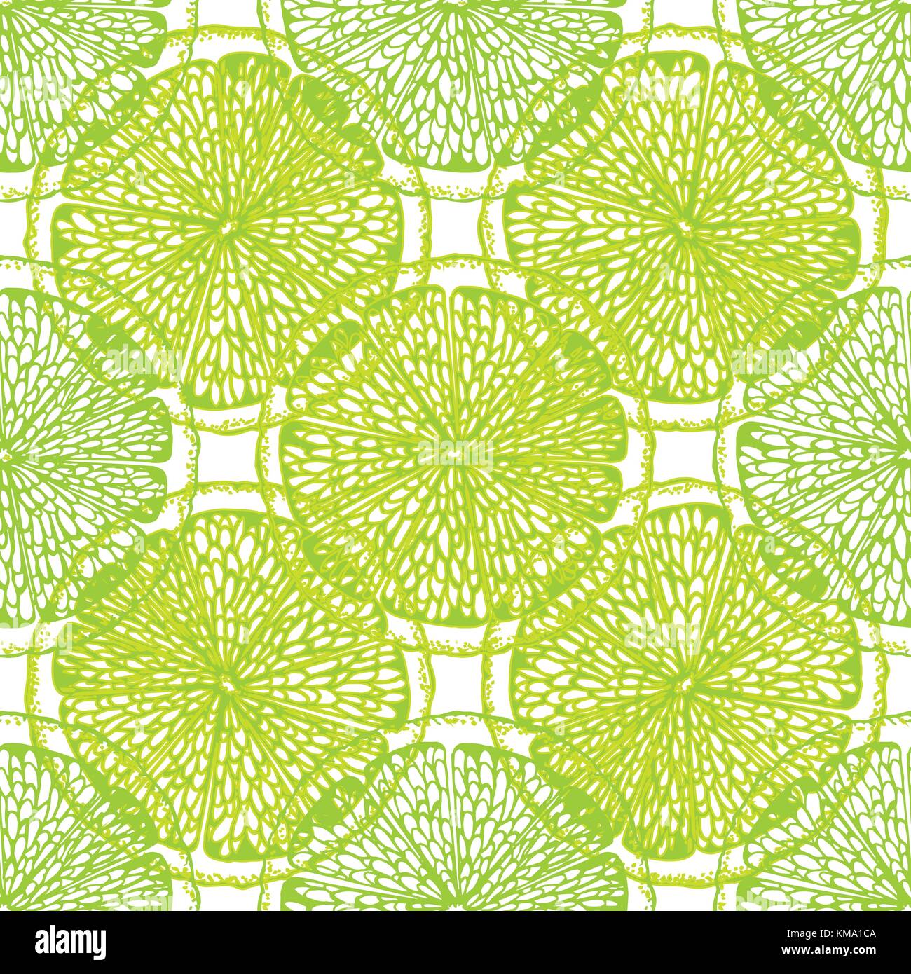 Seamless pattern of hand drawn sketch style lime slices. Vector ...