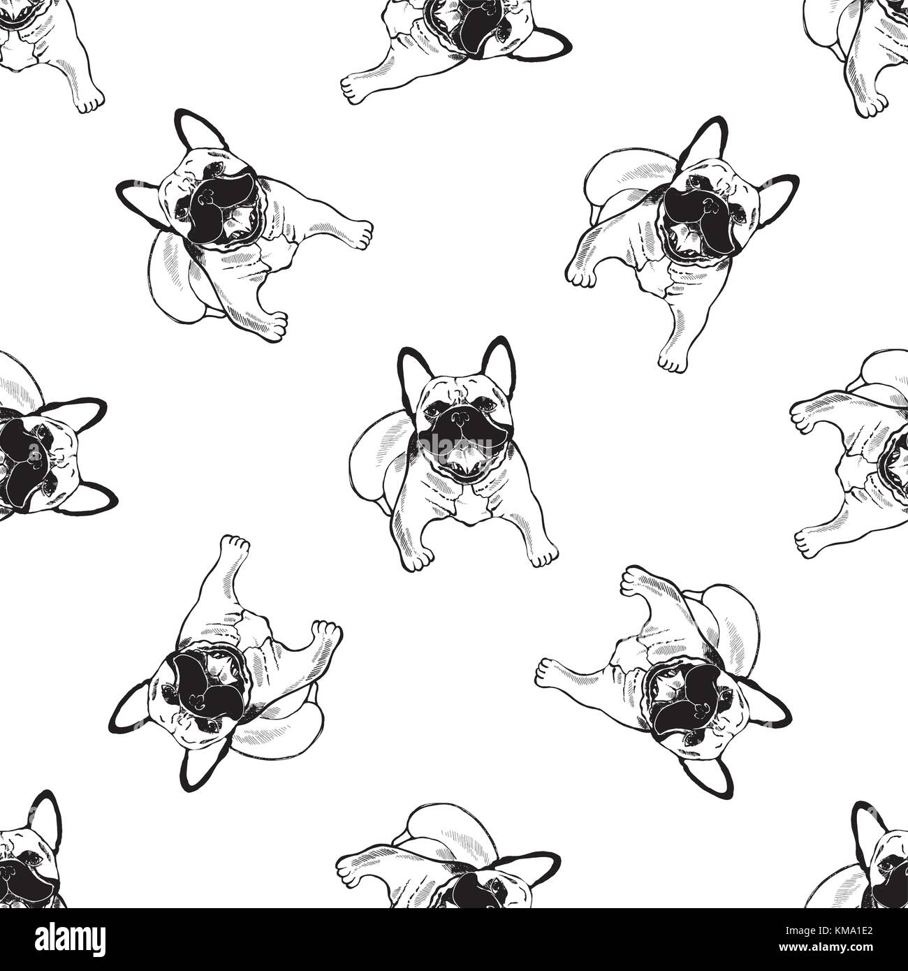 Seamless pattern of hand drawn sketch style bulldogs. Vector ...