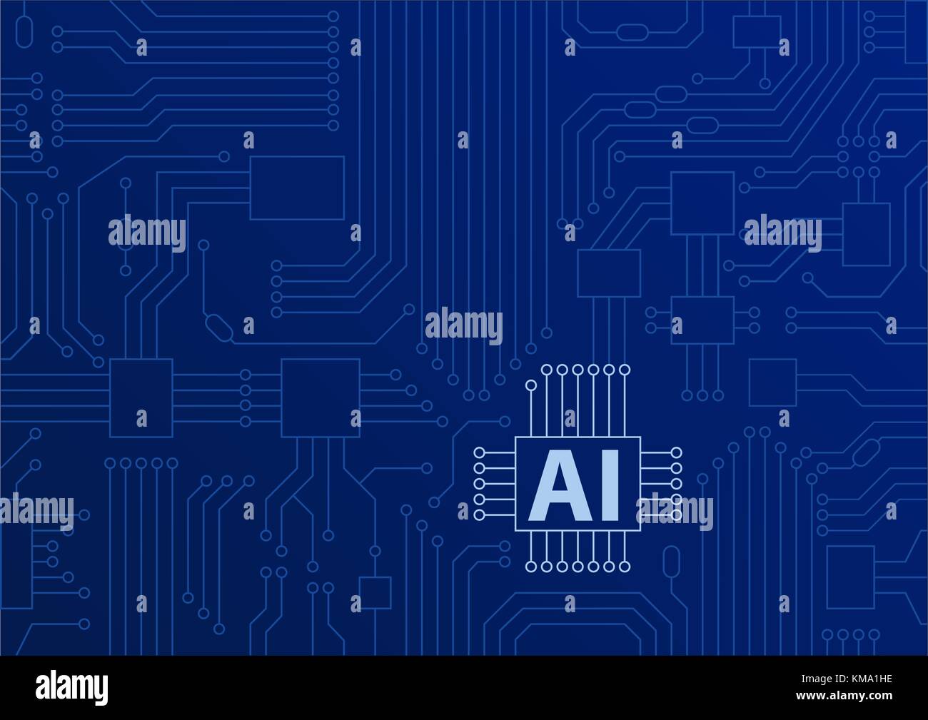 Artificial intelligence / AI concept as vector background with CPU ...