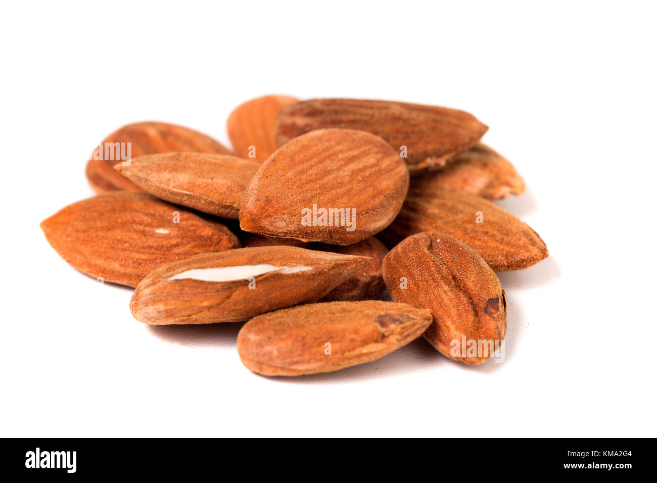 Sweet almond drupes isolated on a white background Stock Photo Alamy