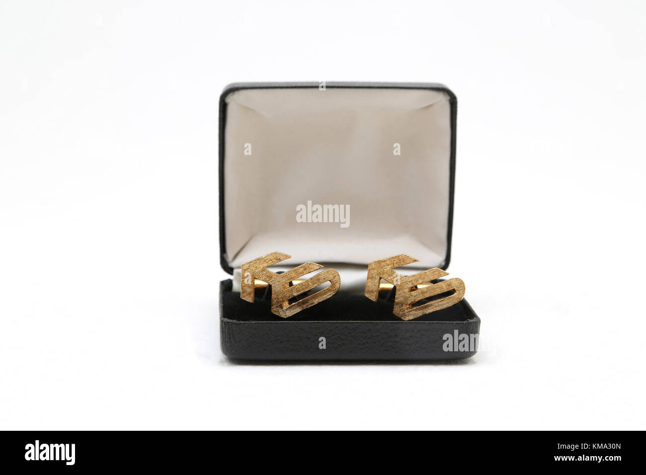 Gold Plated Hawkers Siddeley Company Cufflinks In Box Stock Photo
