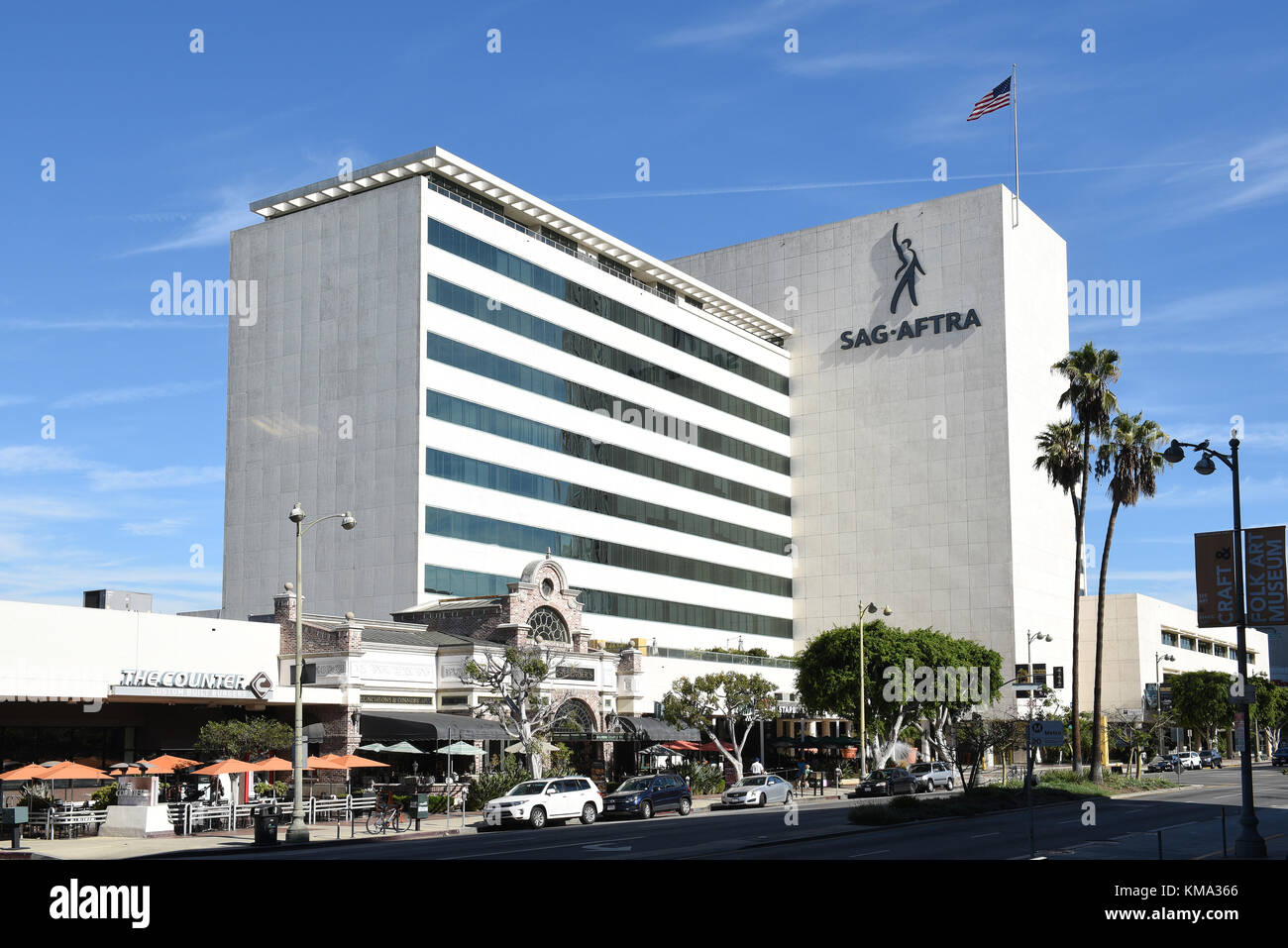 LOS ANGELES - NOV 24, 2017: The SAG-AFTRA building. The labor union represents about 160,000 film and television actors, journalists, radio personalit Stock Photo