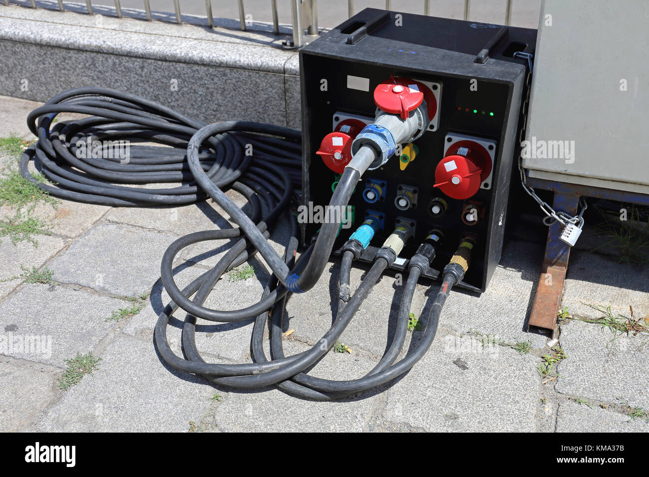 Three Phase Distribution Power Box For Outdoor Events Stock Photo - Alamy