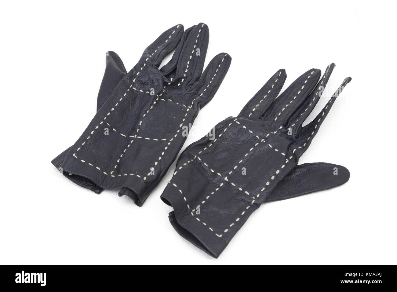 A Pair Black Leather Gloves Stock Photo