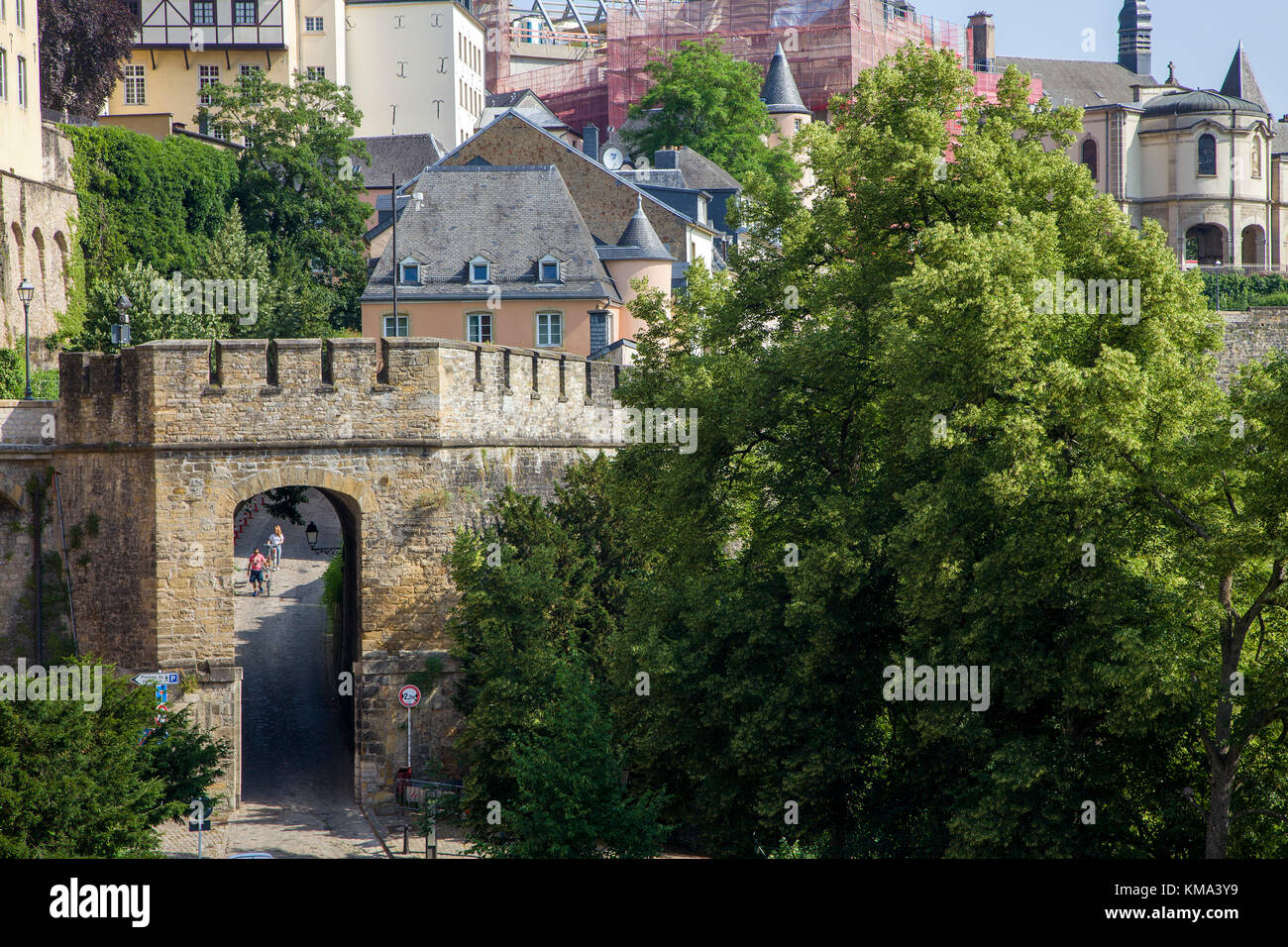 Old town gate leads from Under-town to upper town, Stock Photo