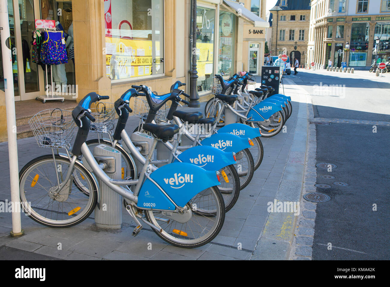 Bicycle rental at the center, Luxembourg-city, Luxembourg, Europe Stock Photo