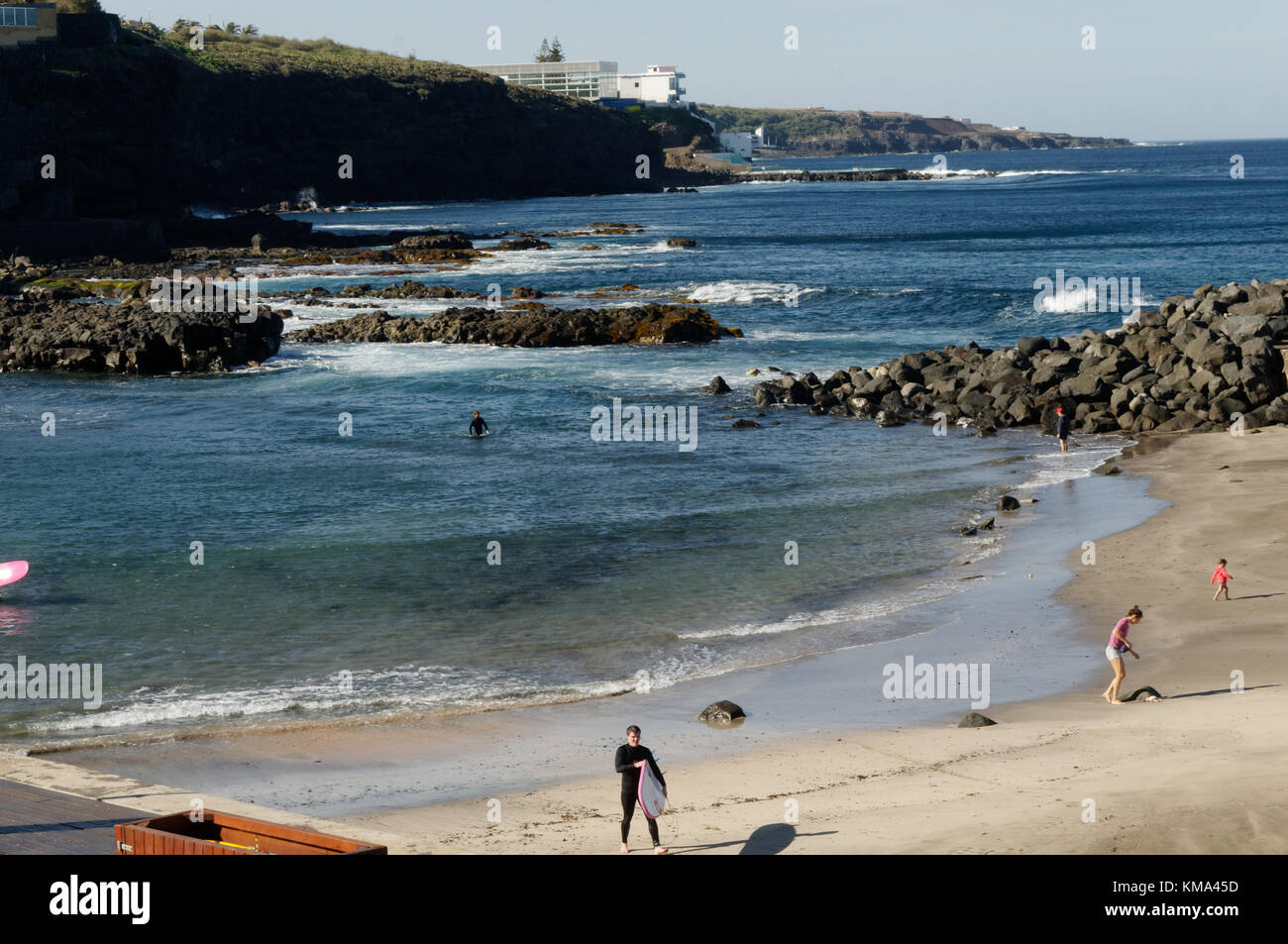 Bajamar tenerife canary islands beach beaches Stock Photo