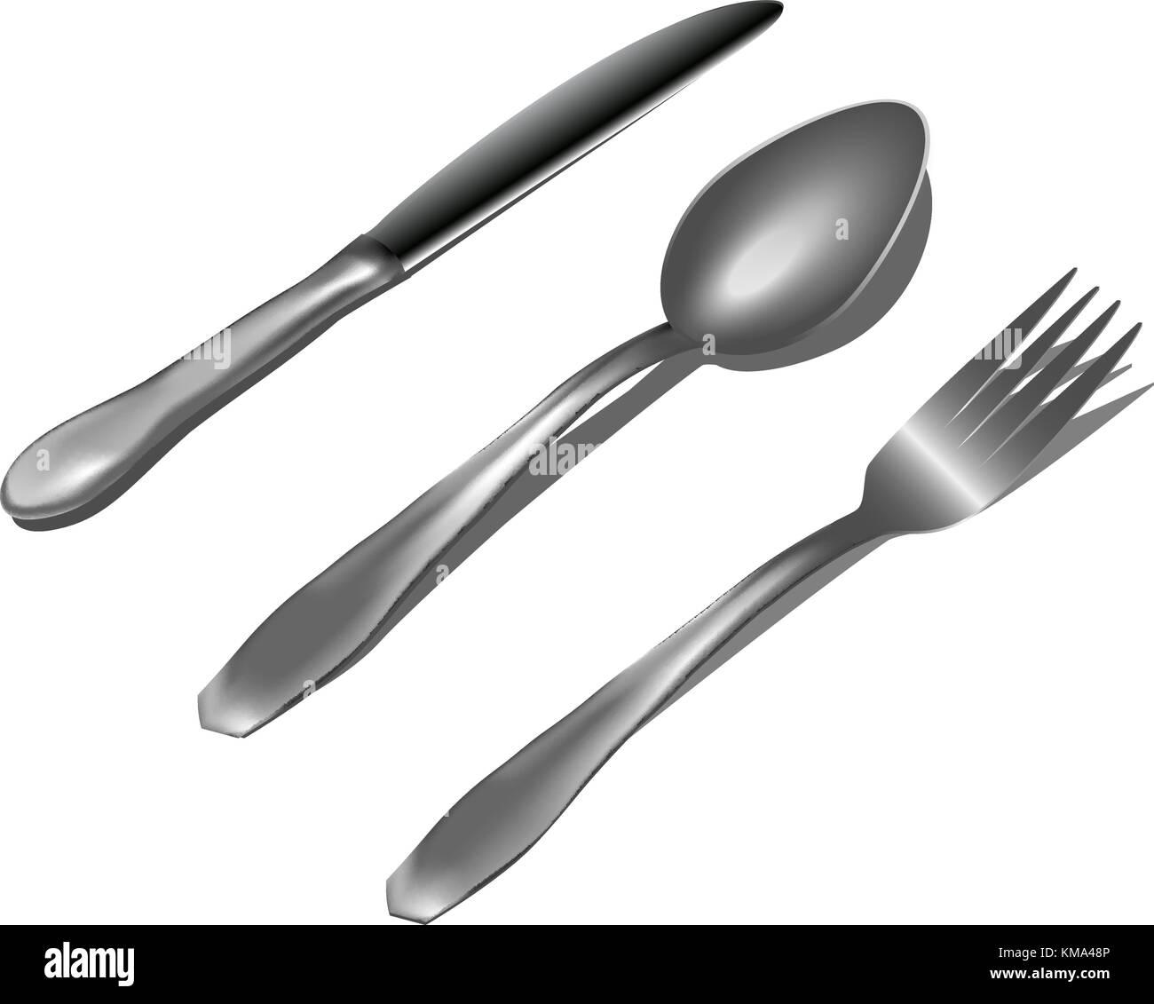 Realistic metal cutlery on white background Vector Stock Vector Image ...