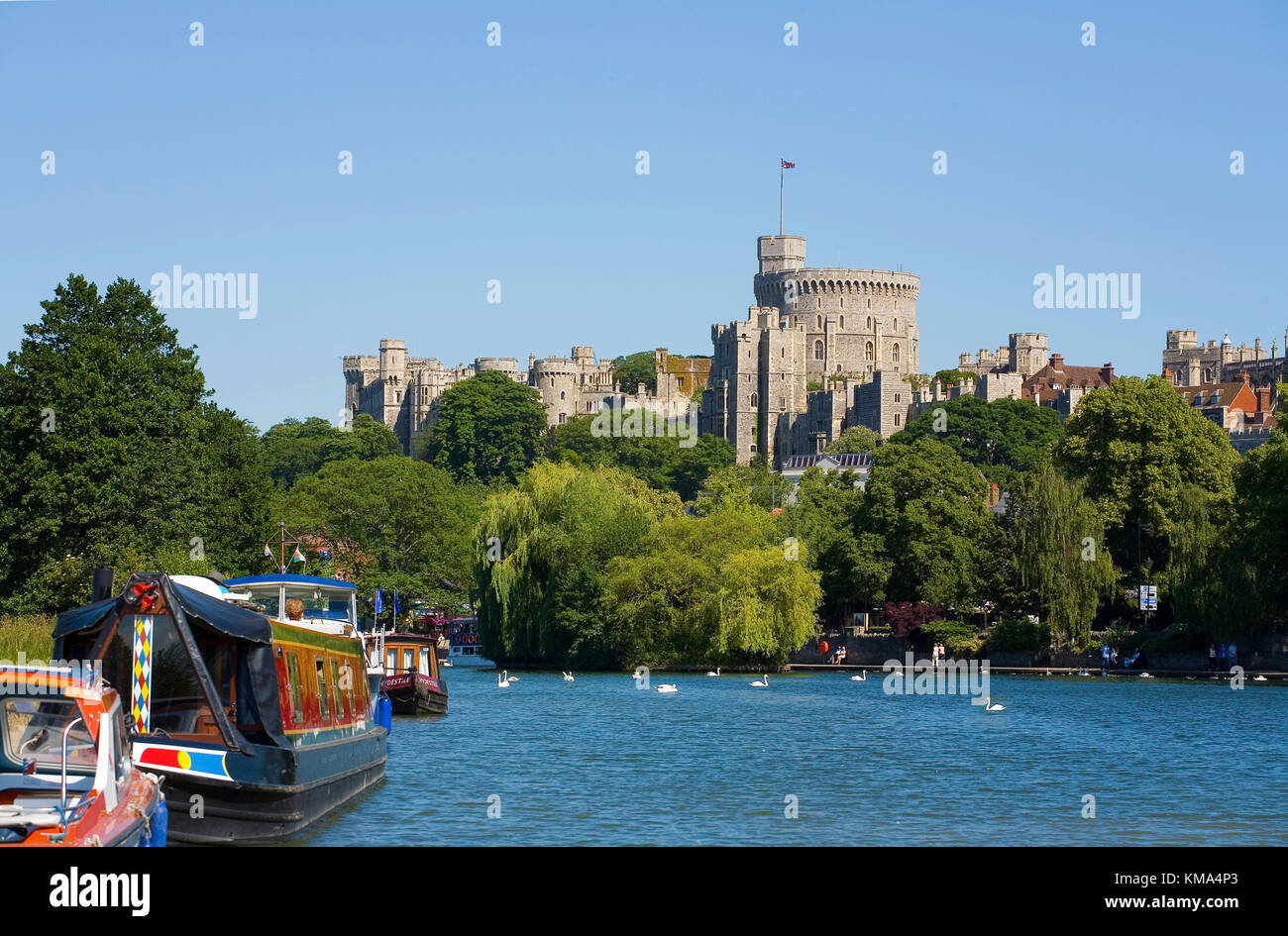Windsor Castle and the river Thames in England. Stock Photo