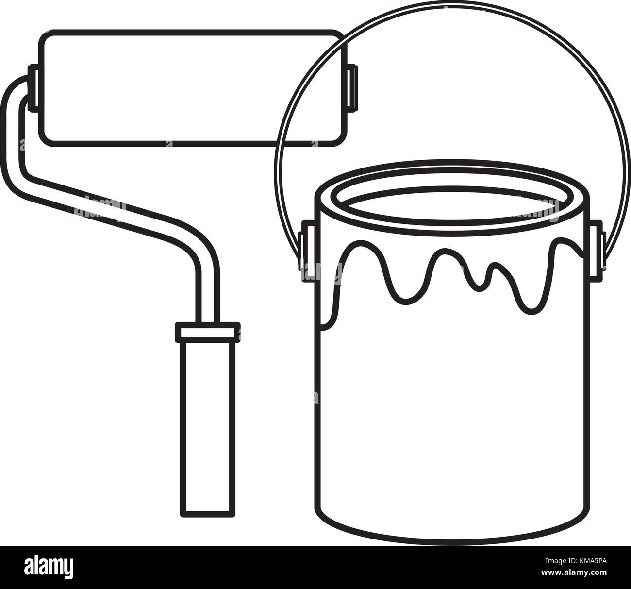 roller paint with pot vector illustration design Stock Vector Image ...