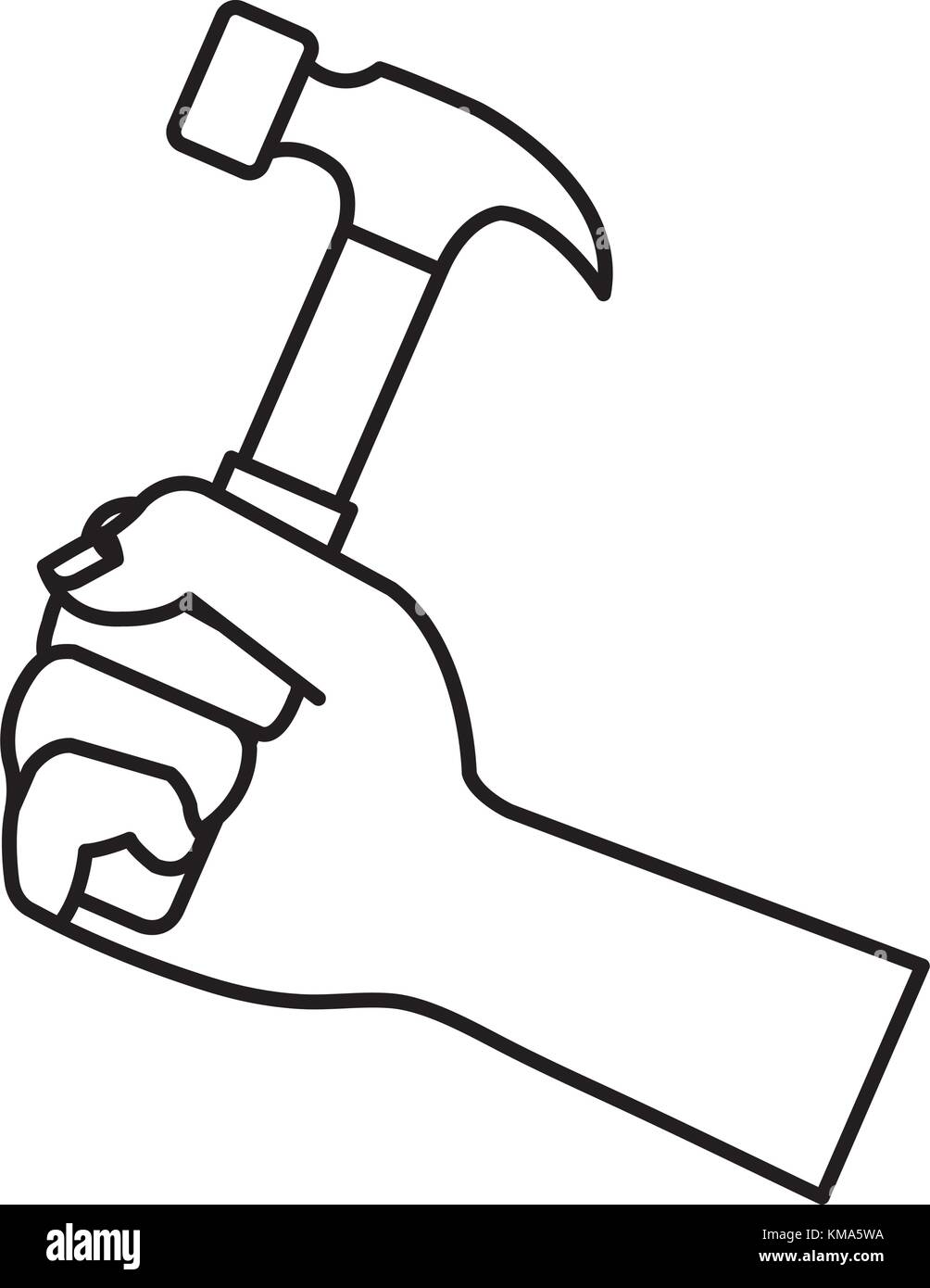hand with hammer tool isolated icon vector illustration design Stock ...
