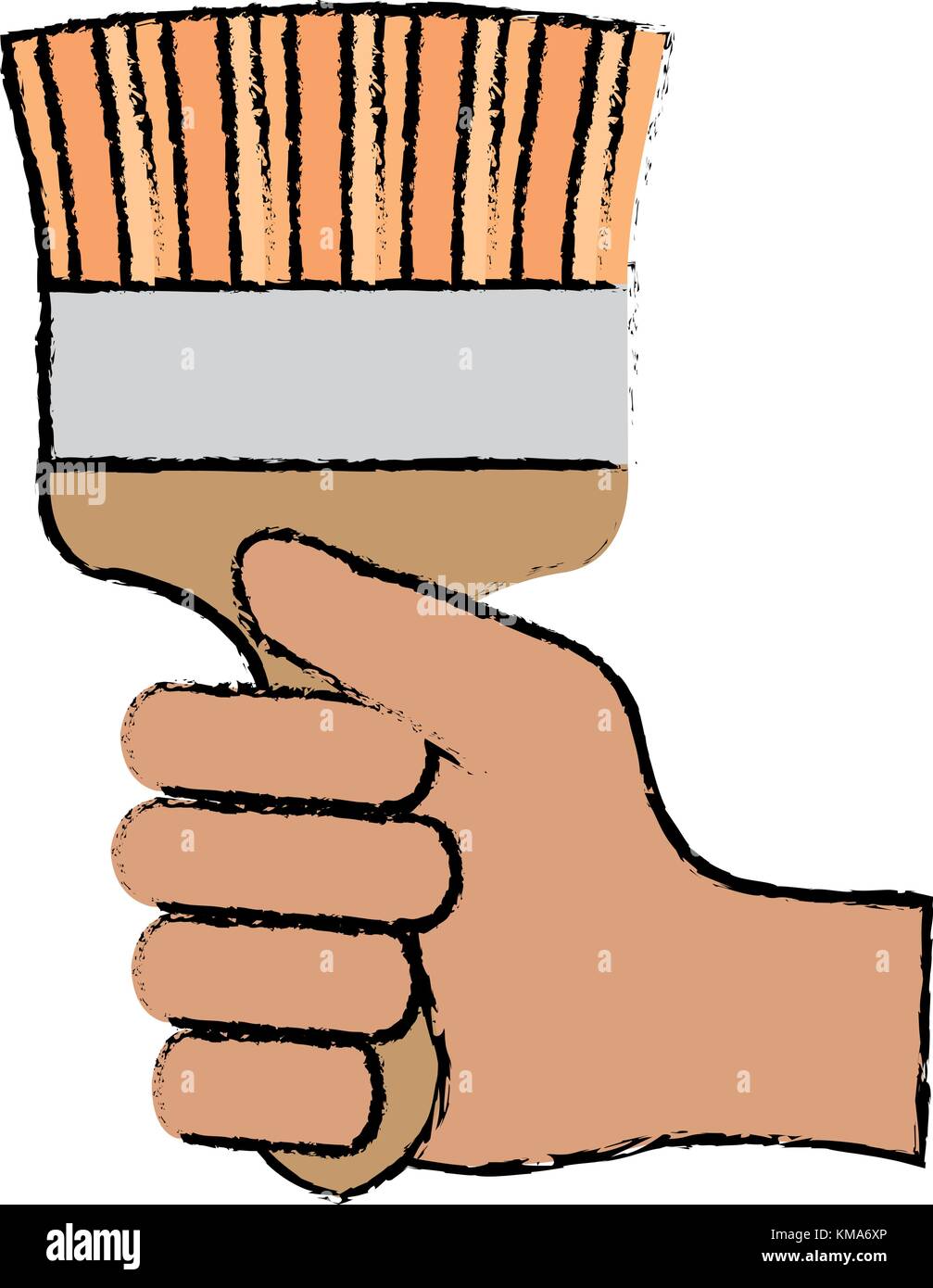 hand with paint brush vector illustration design Stock Vector Image ...