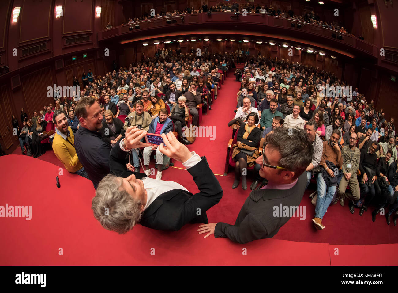 Thessaloniki, Greece - November 7, 2017: Director and screenwriter Alexander Payne (C) during the 58th international Thessaloniki Film Festival at Oly Stock Photo