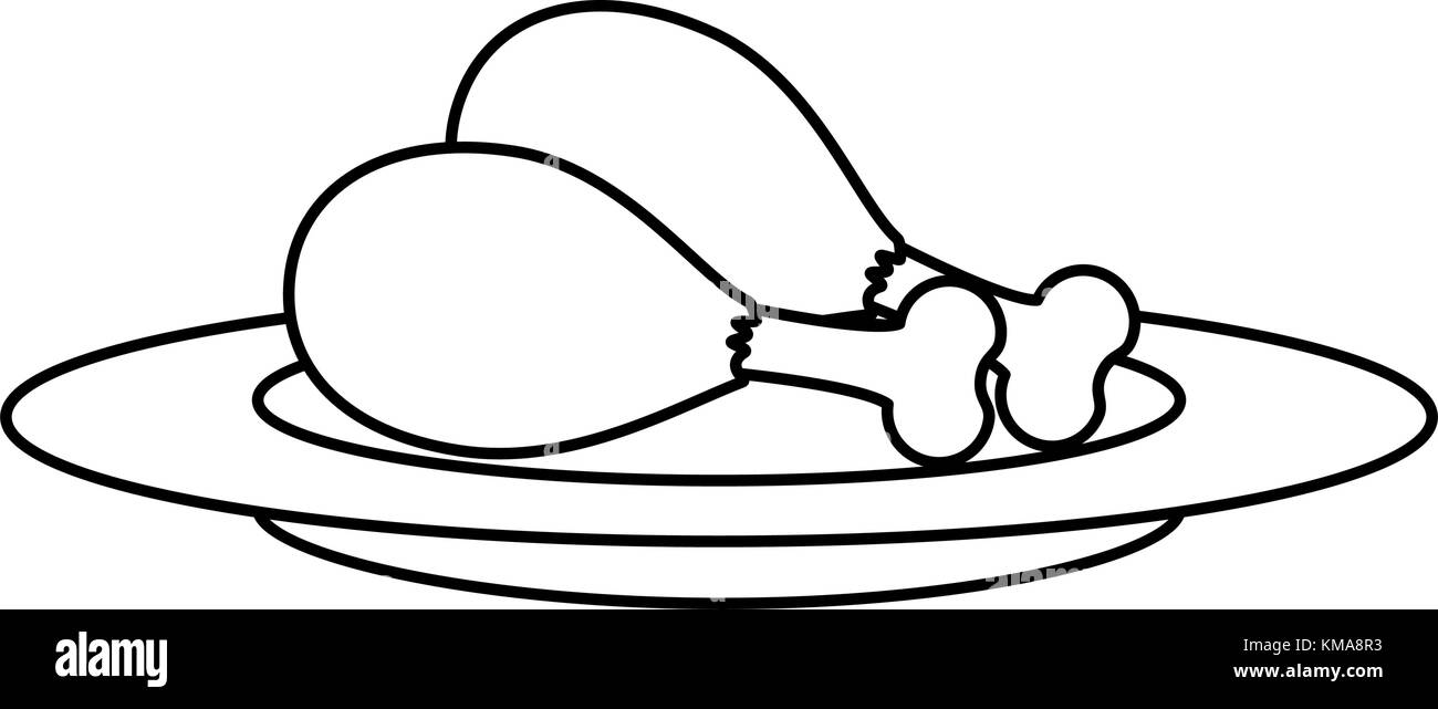 Get Chicken Leg Piece Clipart Black And White Gallery