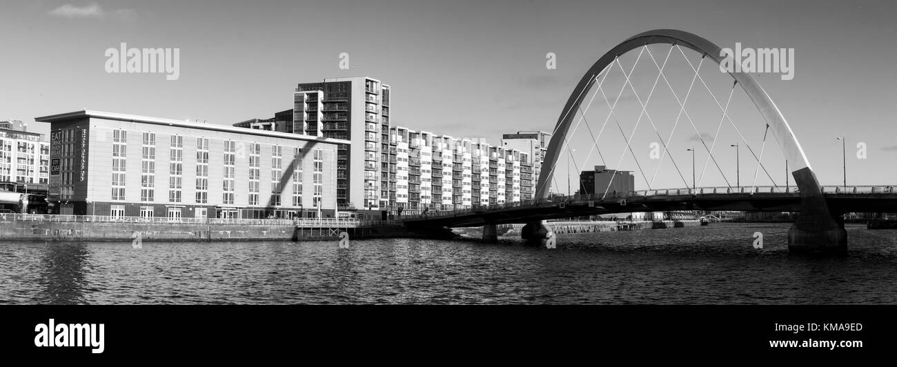 A view of the River Clyde, which includes the Clyde Arc. Stock Photo