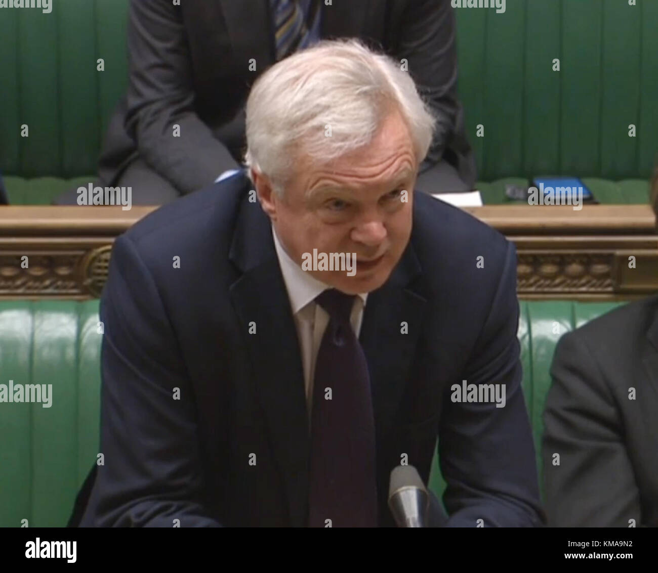 Brexit Secretary David Davis responds in the House of Commons, London to an urgent question on EU Exit negotiations. Stock Photo