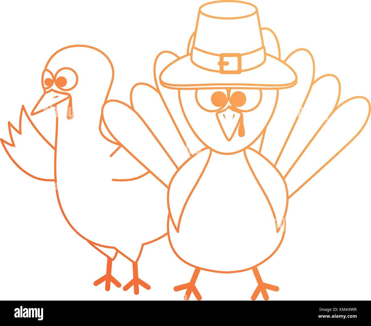 thanksgiving turkeys with hat character icon vector illustration design ...