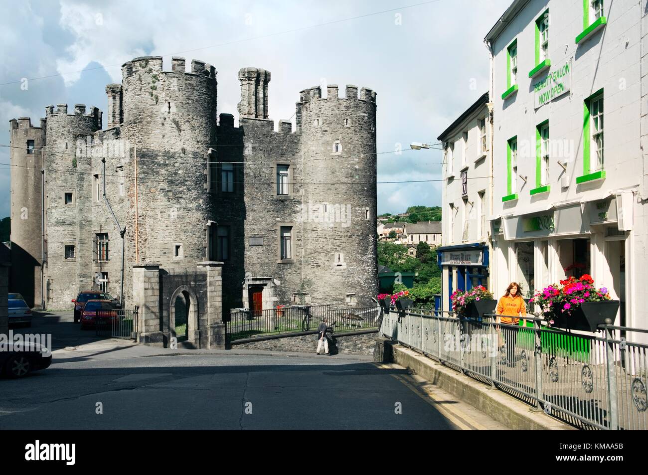 The renovated 13th C. castle in the centre of the lively town of Enniscorthy on the highest navigable point of the River Slaney. Stock Photo
