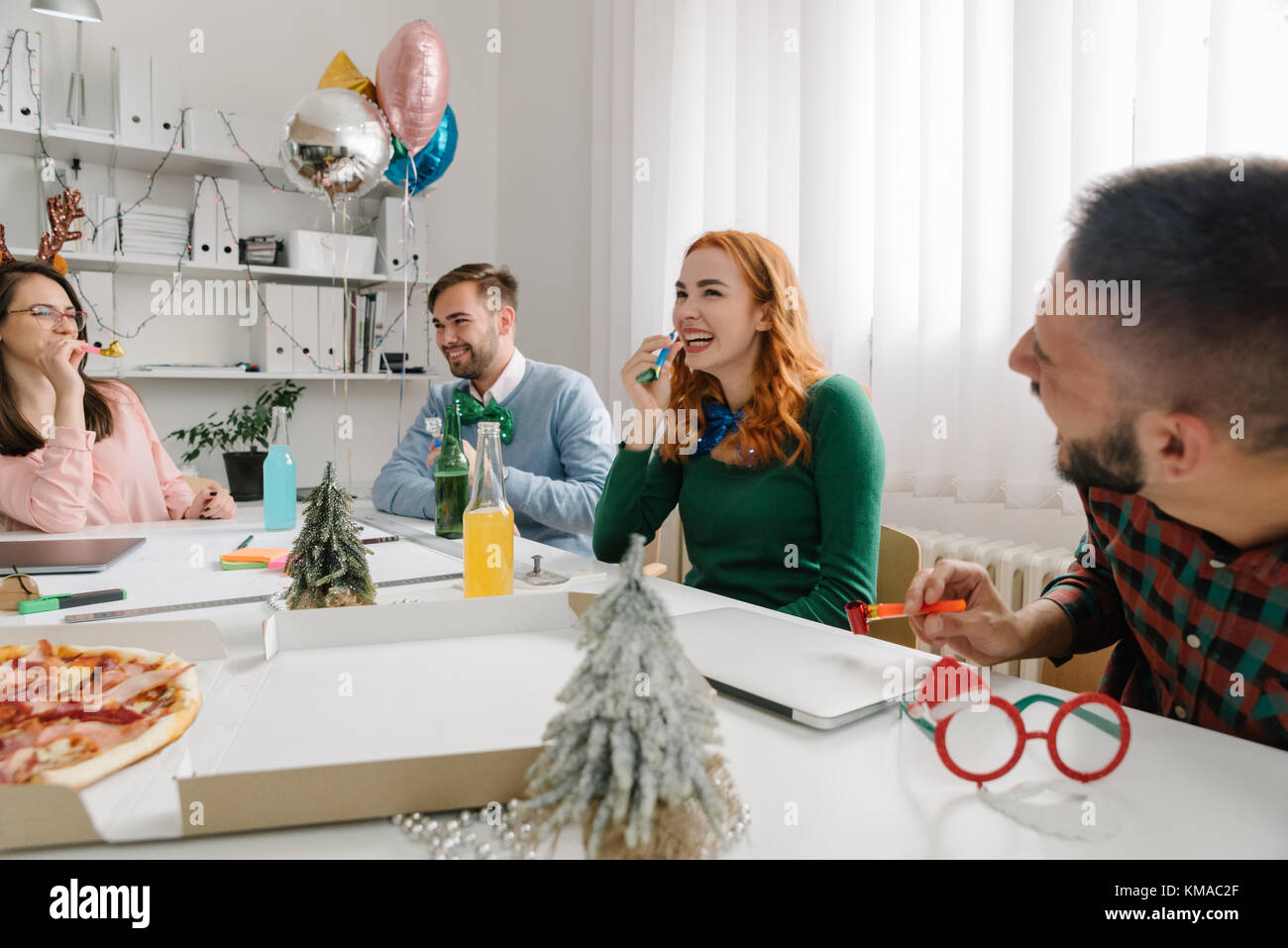 Team building at holidays celebration Stock Photo Alamy