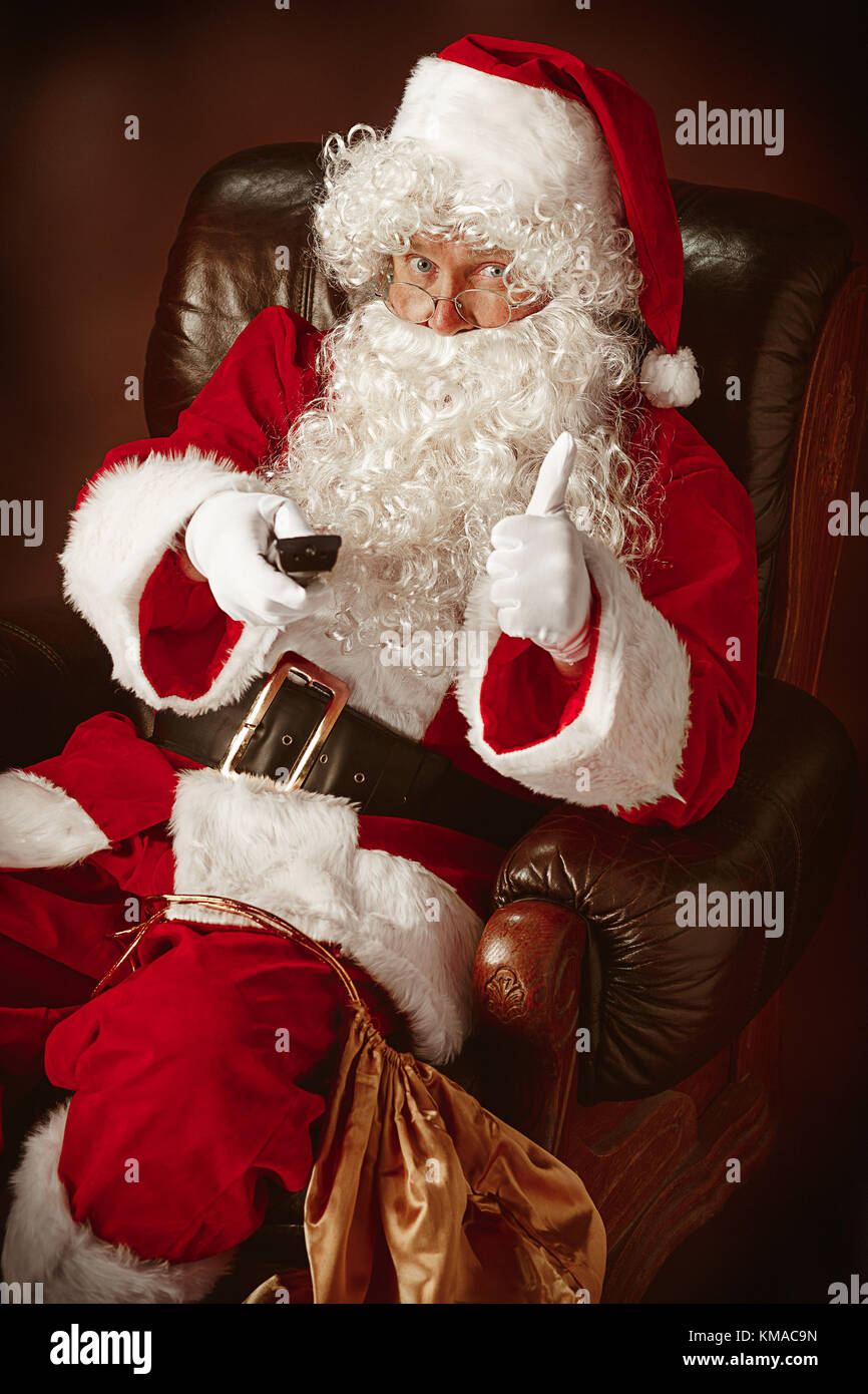 Portrait of Man in Santa Claus Costume Stock Photo - Alamy