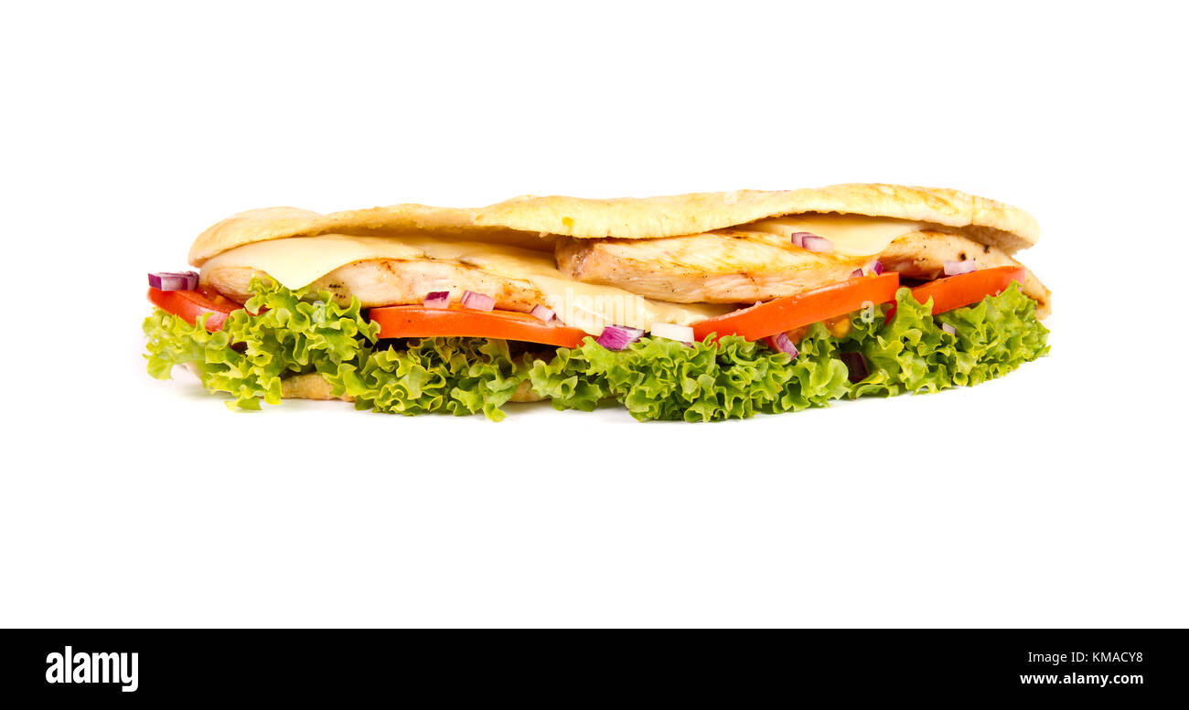 Chicken sub on white background Stock Photo Alamy