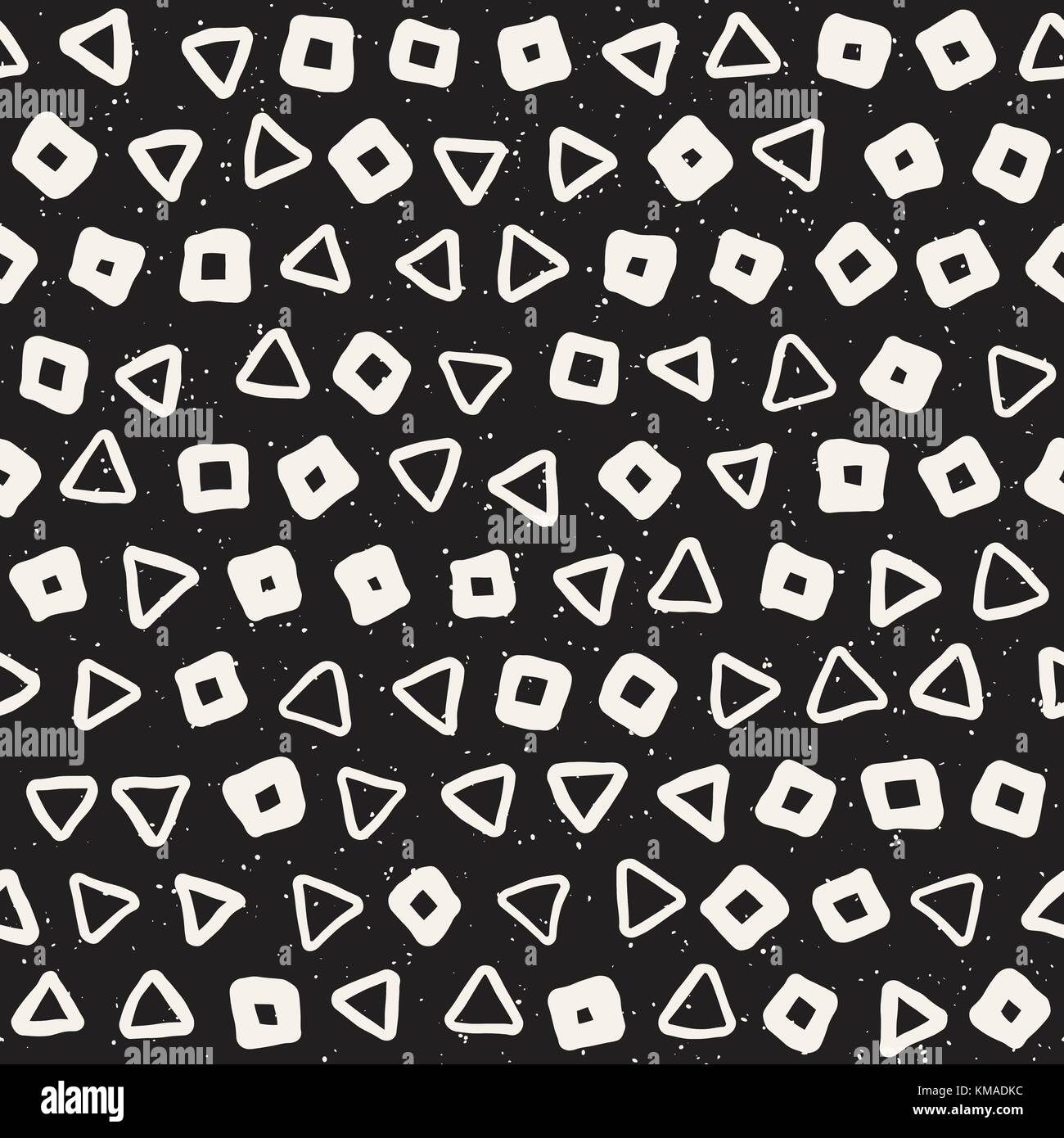 Hand drawn black and white ink abstract seamless pattern. Vector ...