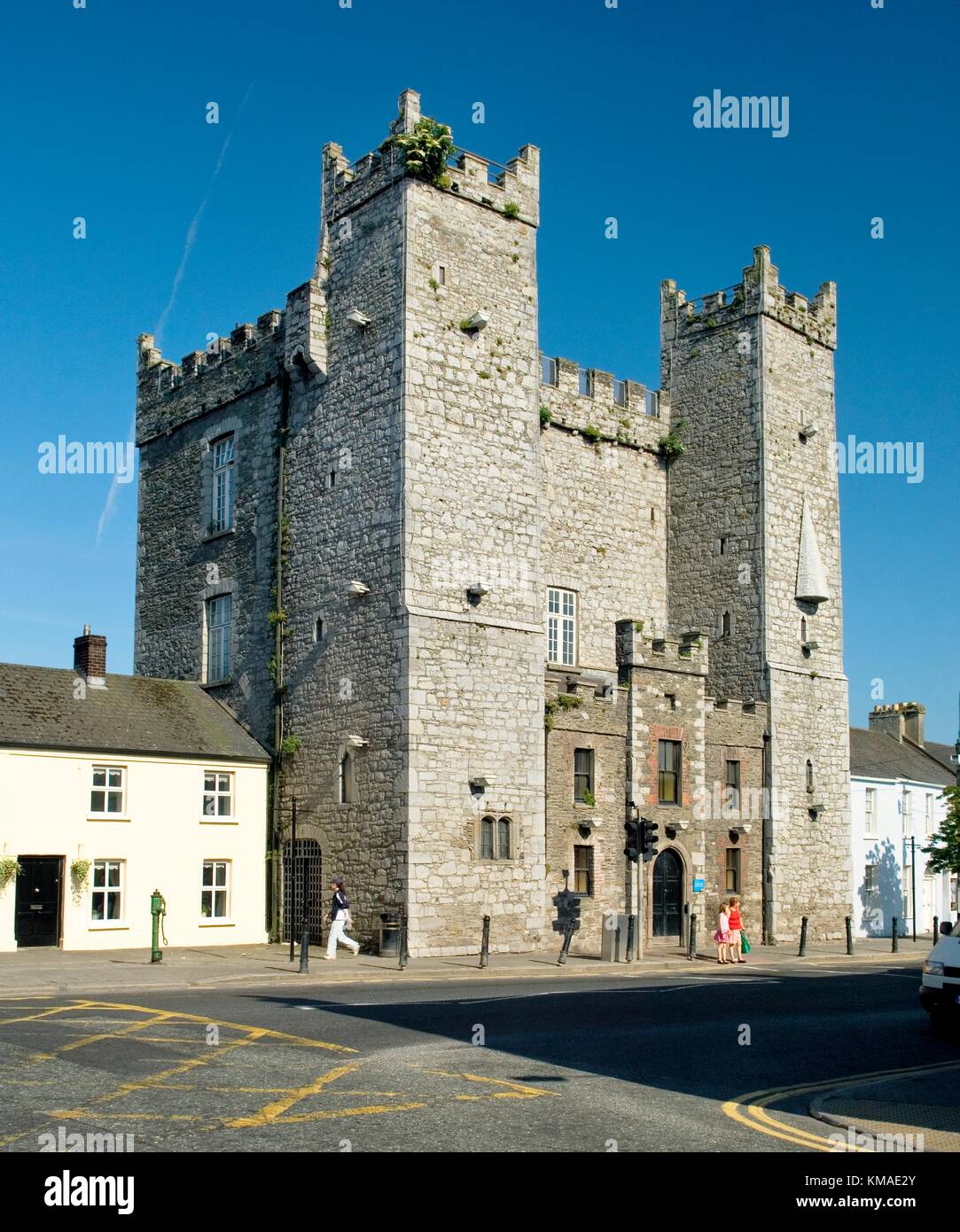 13th C. Anglo-Norman Ardee castle in the main street of the small County Louth town of Ardee, Ireland. Stock Photo