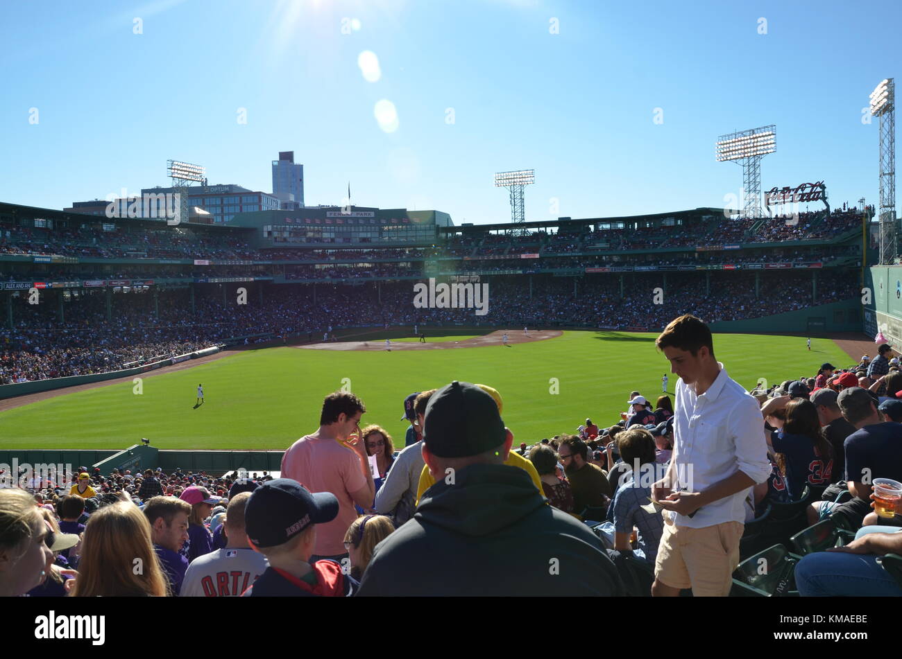 Crowd at Fenway Park, home of the Boston Red Sox, Yawkey Way, Boston, Mass. Stock Photo