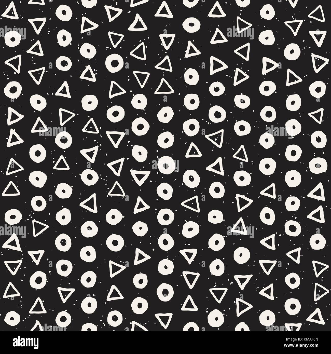 Hand drawn black and white ink abstract seamless pattern. Vector ...