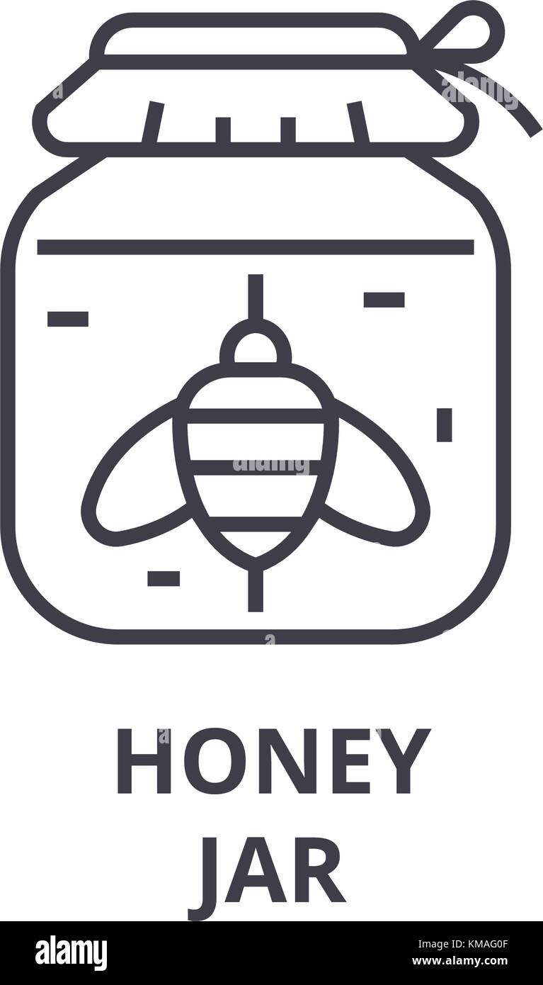 honey jar line icon, outline sign, linear symbol, vector, flat