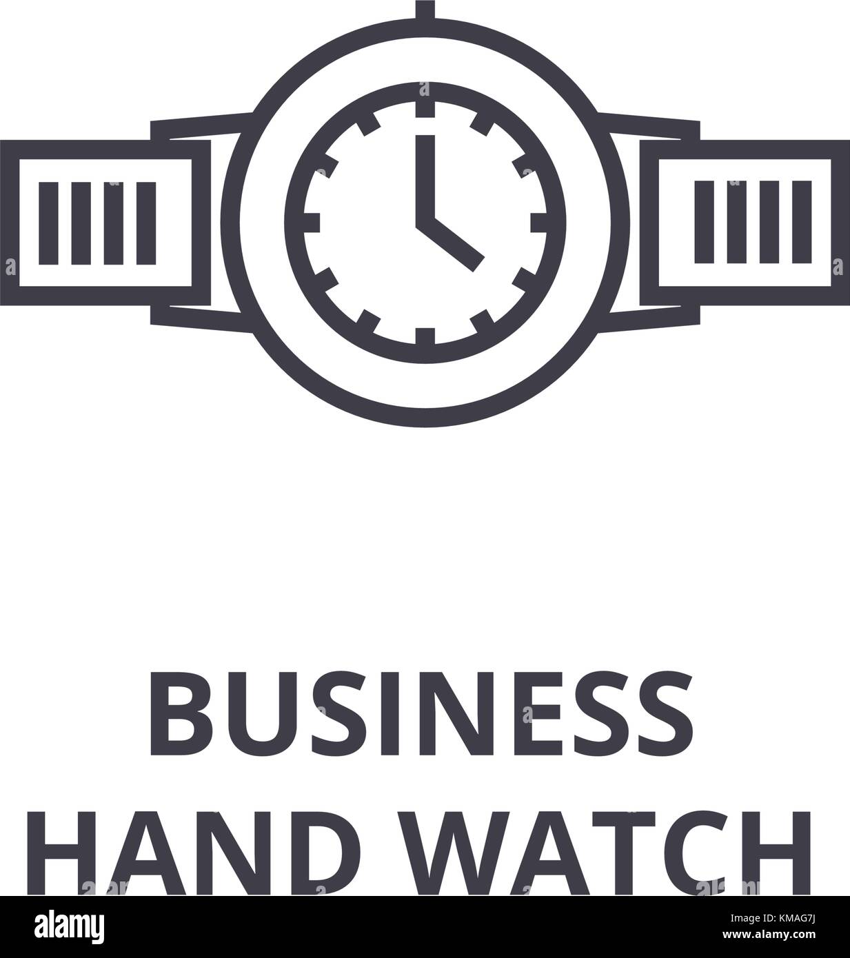 business hand watch line icon, outline sign, linear symbol, vector