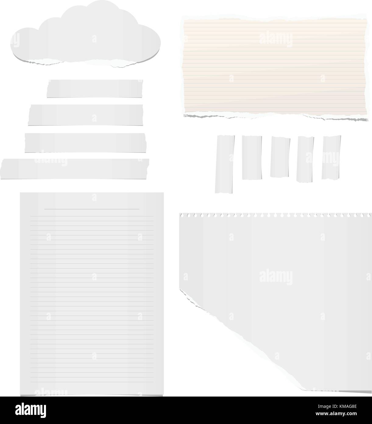 Ripped blank lined and blank note, notebook, adhesive, masking tape ...